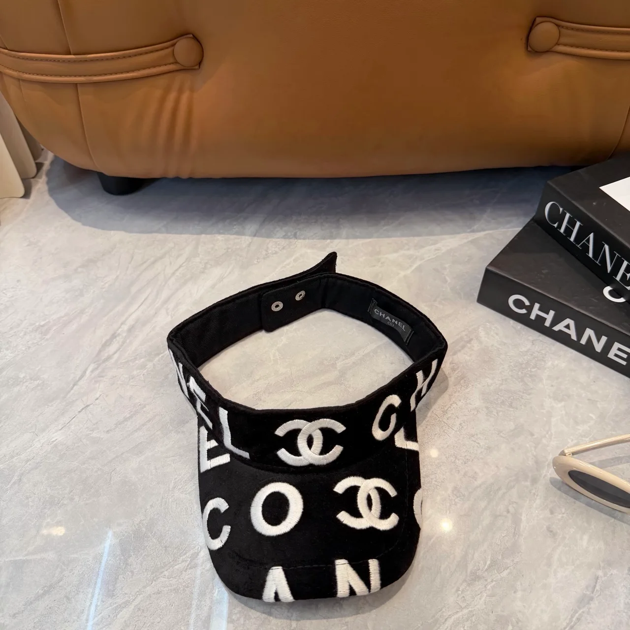 Chanel Glossy CC Sun Visor in Black · view 6