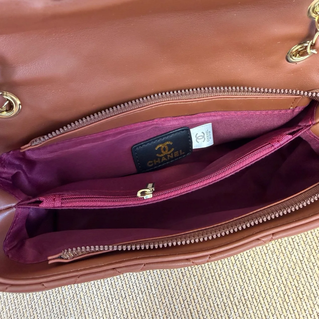 Chanel Quilted Chain Flap Bag in Burgundy & Black & Brown & White & Beige & Pink & Red · view 6