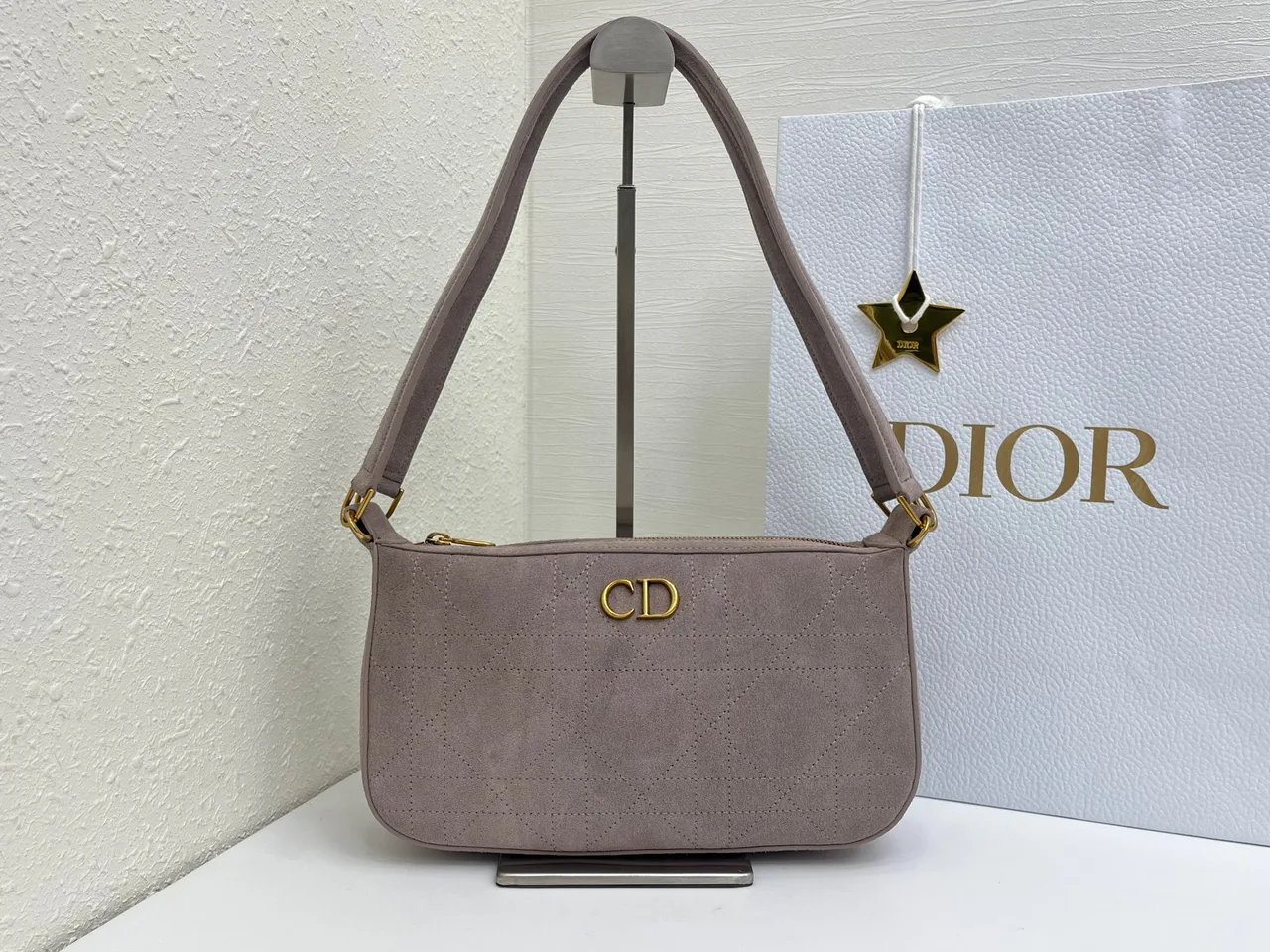 Dior Quilted Hobo Bag in Grey · view 1