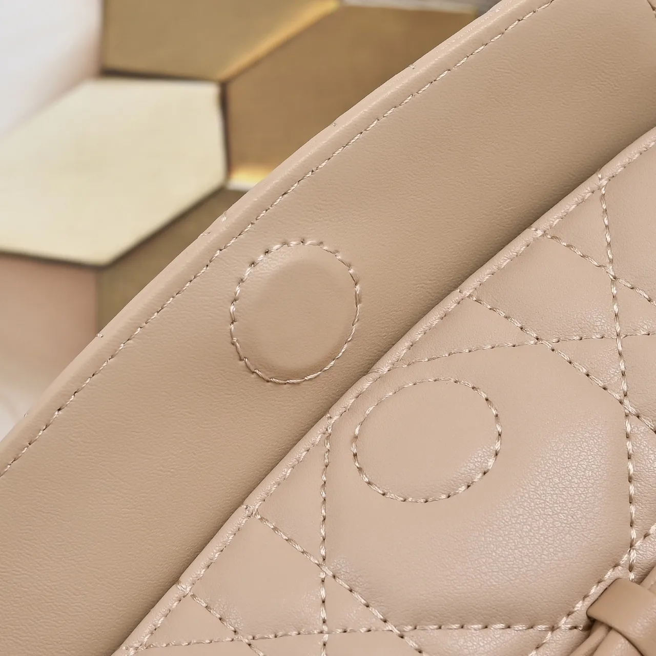 Dior Sheepskin Quilted Bow Top-Handle Bag in Beige · view 7