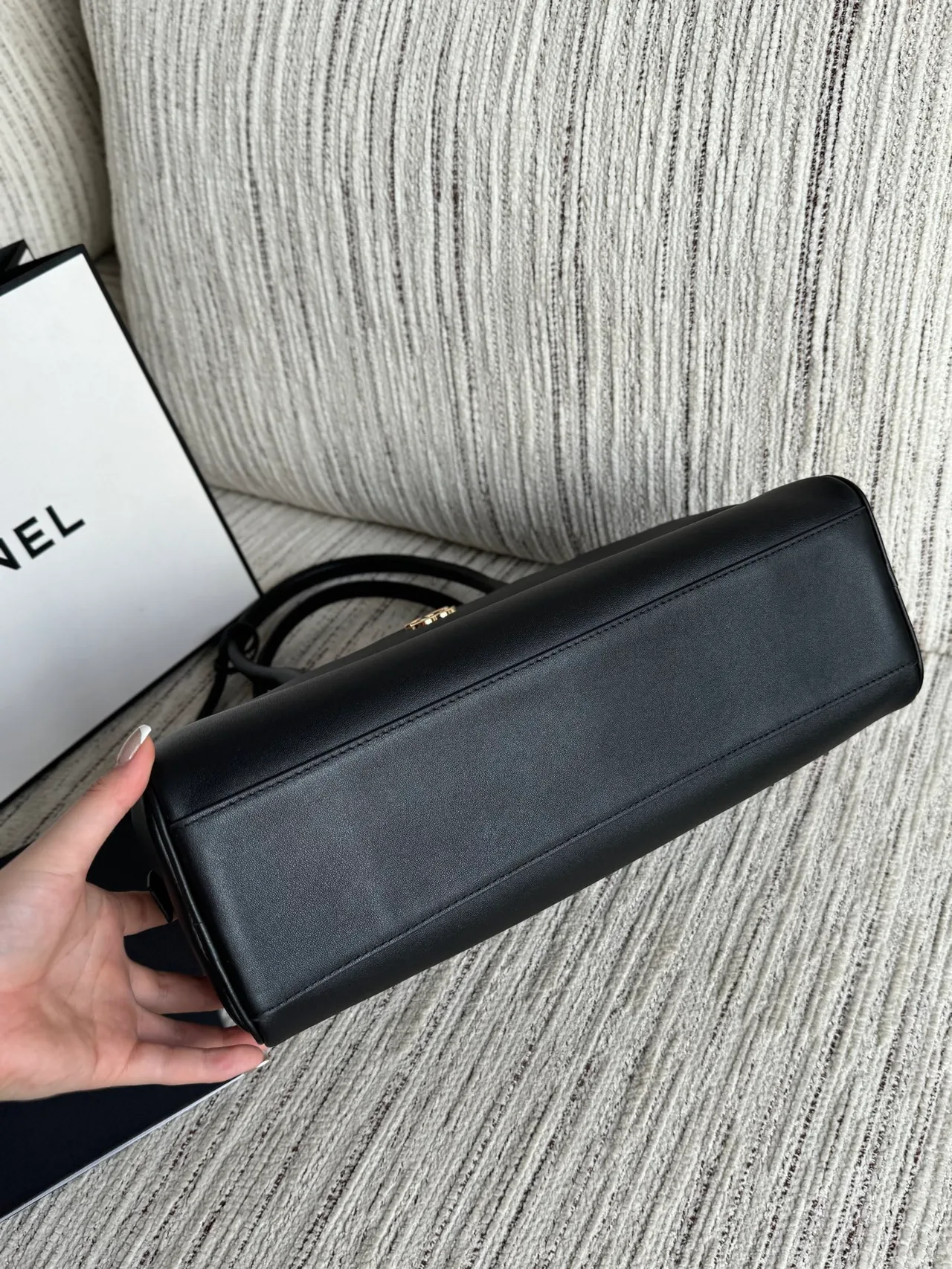 Chanel Glossy Top-Handle Bag in Black · view 6