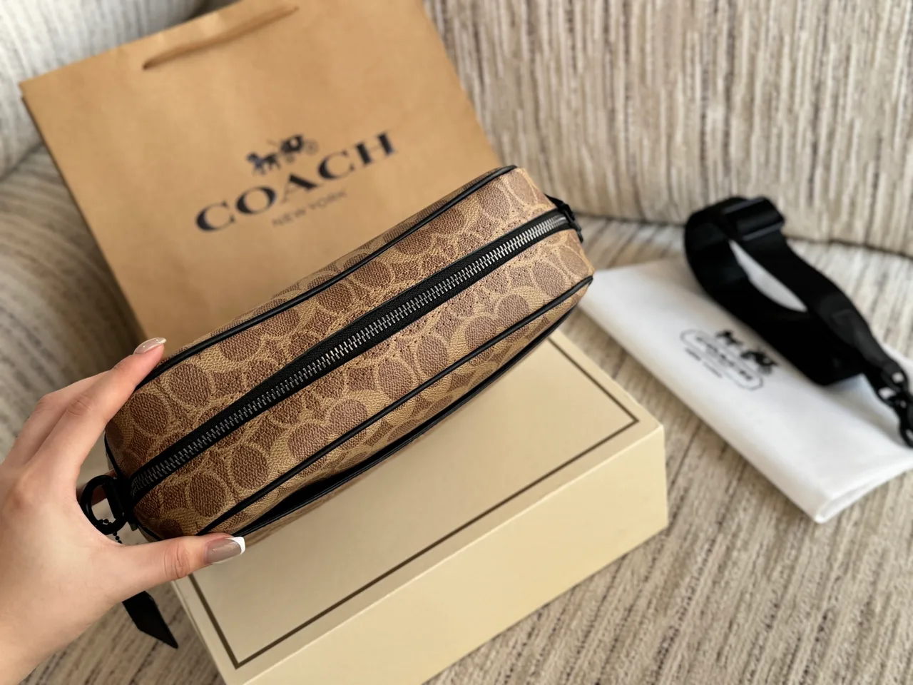 Coach Crossbody Bag in Grey & Tan · view 6