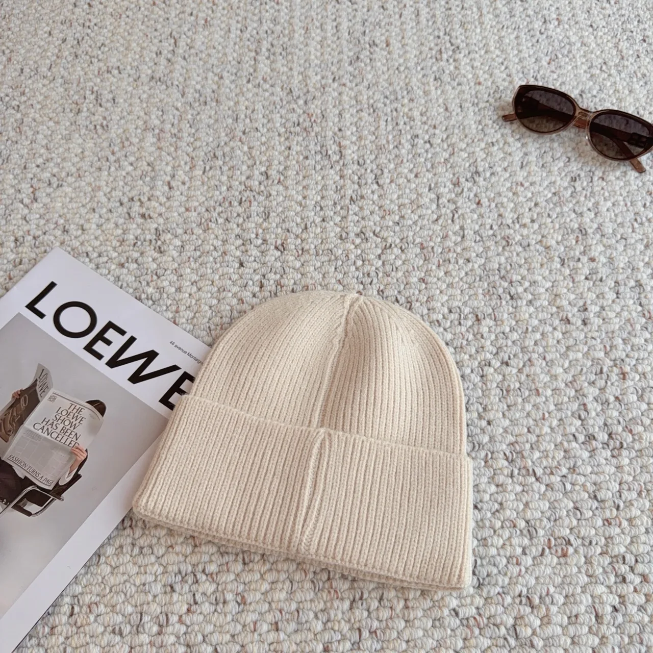 Chanel Ribbed Embroidered Beanie in White · view 6