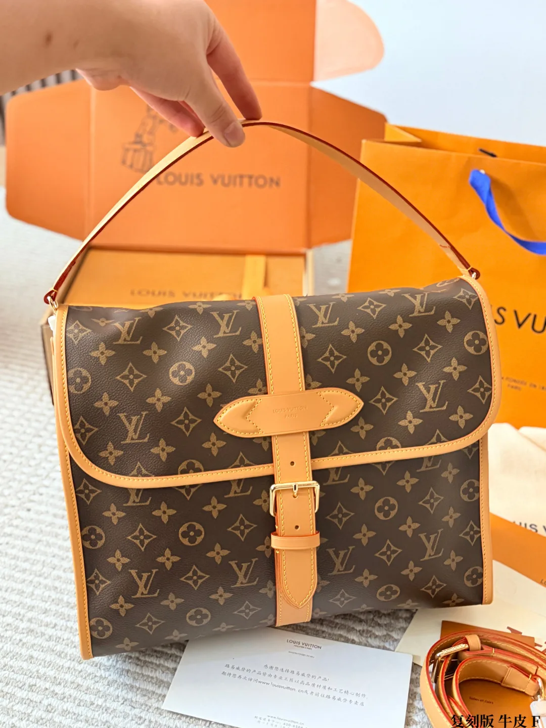 Louis Vuitton Cowhide Canvas Crossbody Bag in Brown · view 1