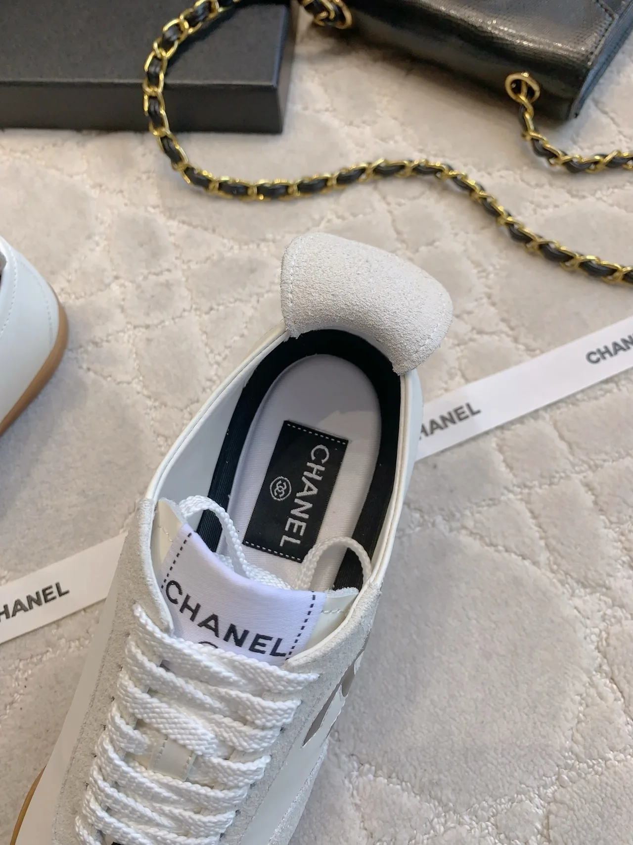 Chanel Calfskin Sneakers in White · view 8