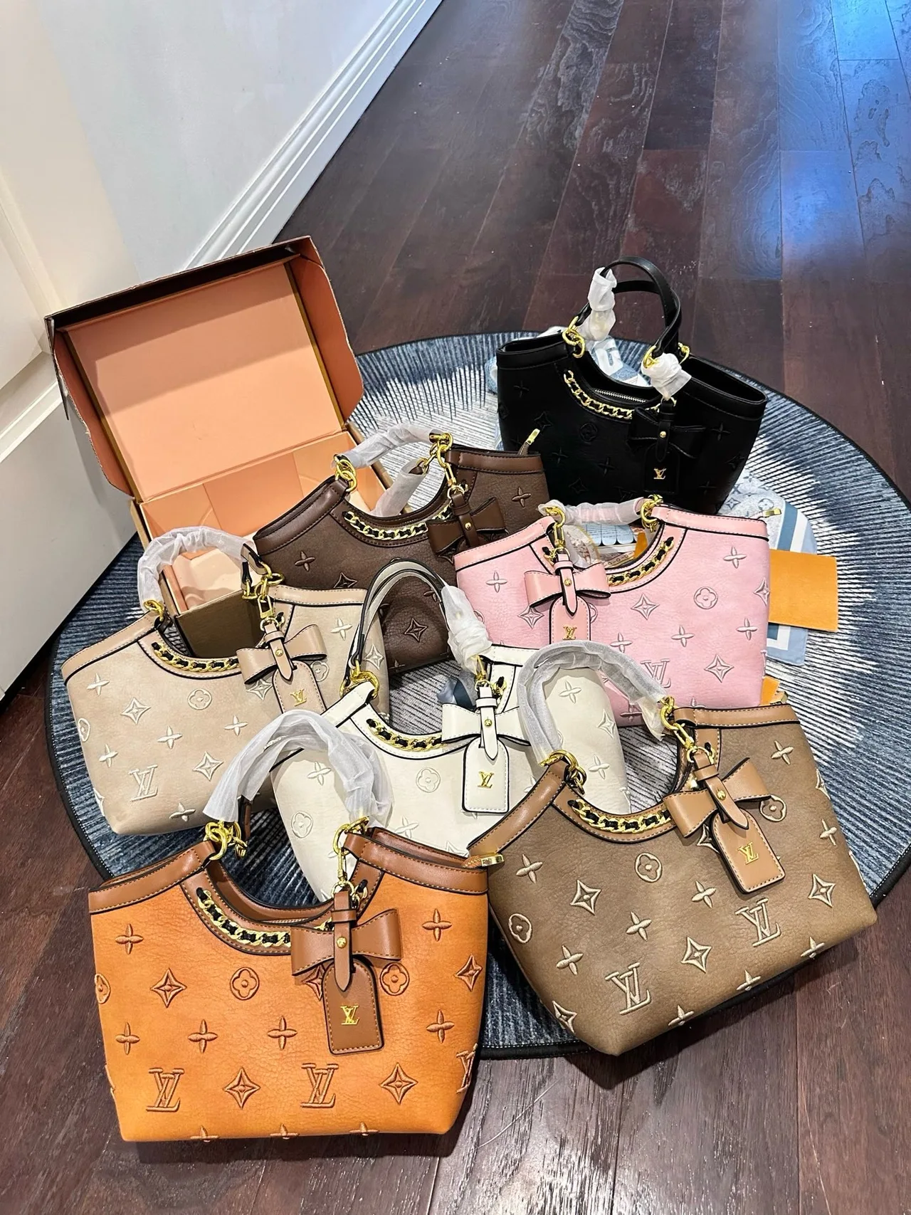 Louis Vuitton Embroidered Monogram Tote in Black / Brown / Pink / Beige / White / Grey · view 2