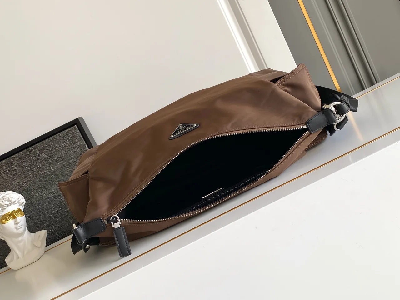 Prada Nylon Smooth Hobo Bag in Brown · view 7