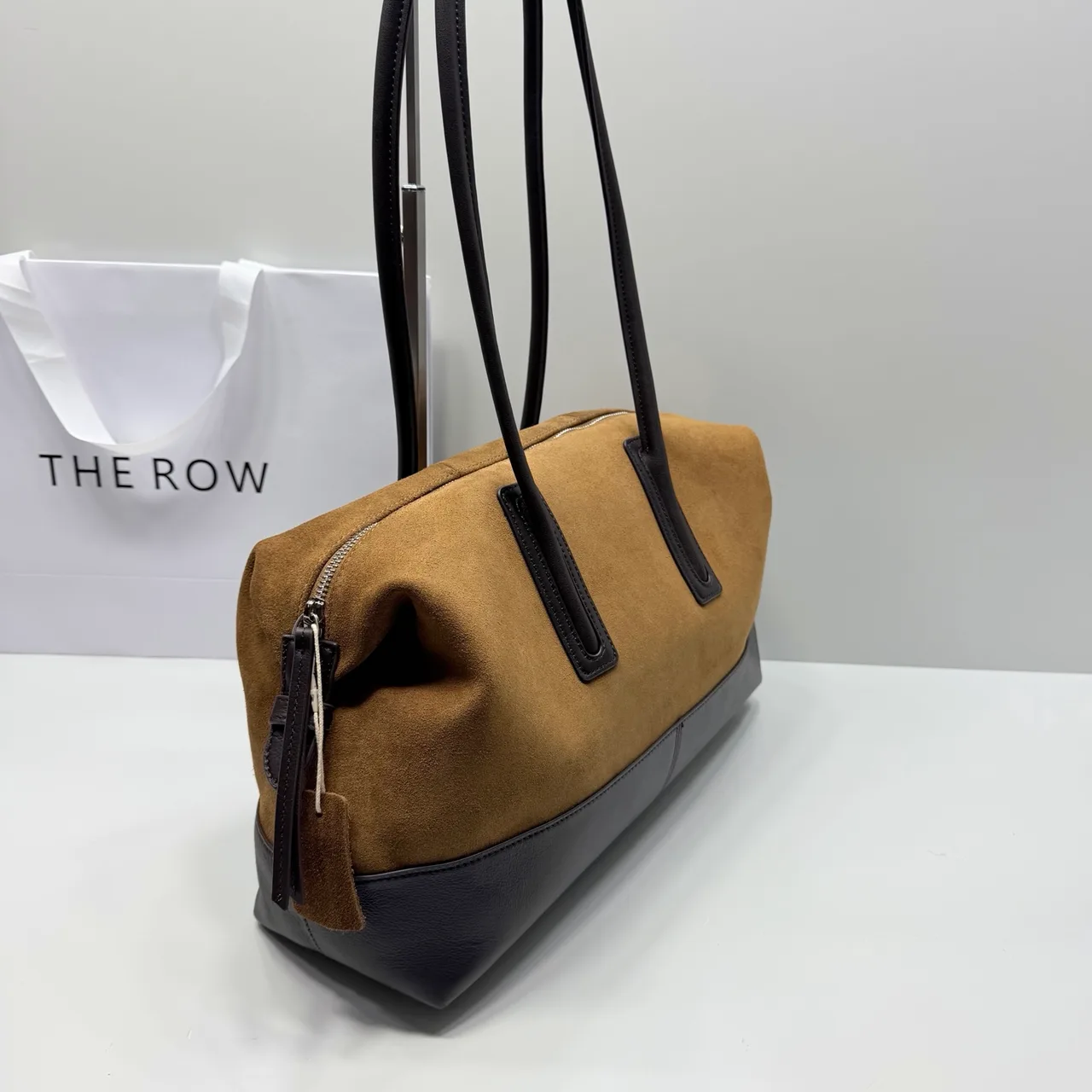 The Row Cowhide Suede Suede-Look Shoulder Bag in Brown · view 3