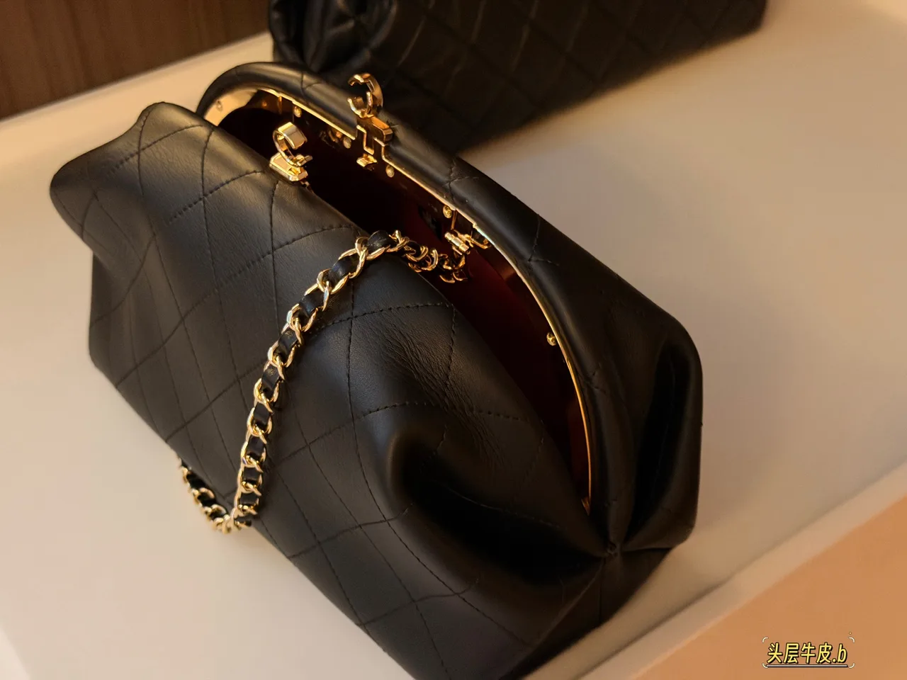 Chanel Quilted Glossy Frame Clutch in Black · view 3