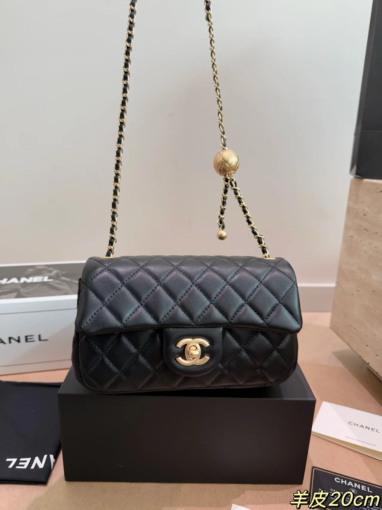 Chanel Lambskin Flap Shoulder Bag in Black · view 2