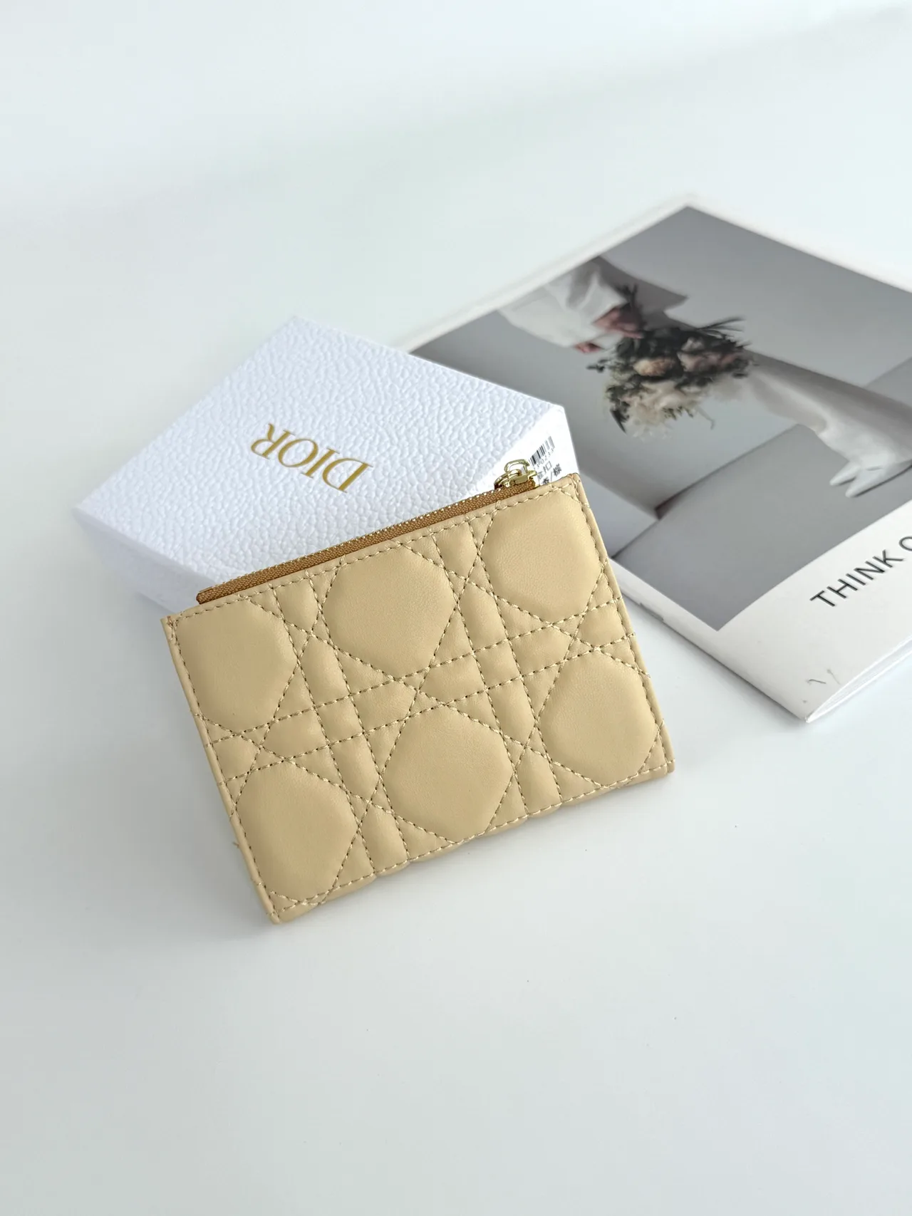 Dior Lambskin Quilted Wallet in Beige · view 2