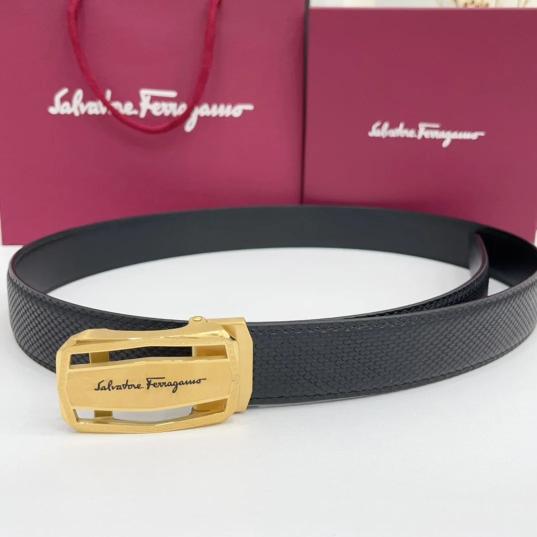 Ferragamo Calfskin Belt in Black · view 3