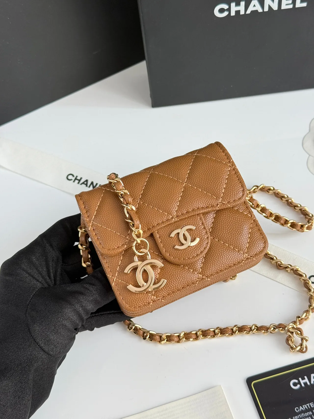 Chanel Quilted Wallet in Tan · view 4