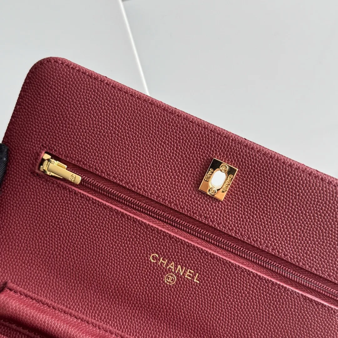 Chanel Calfskin Quilted Clutch in Burgundy · view 8
