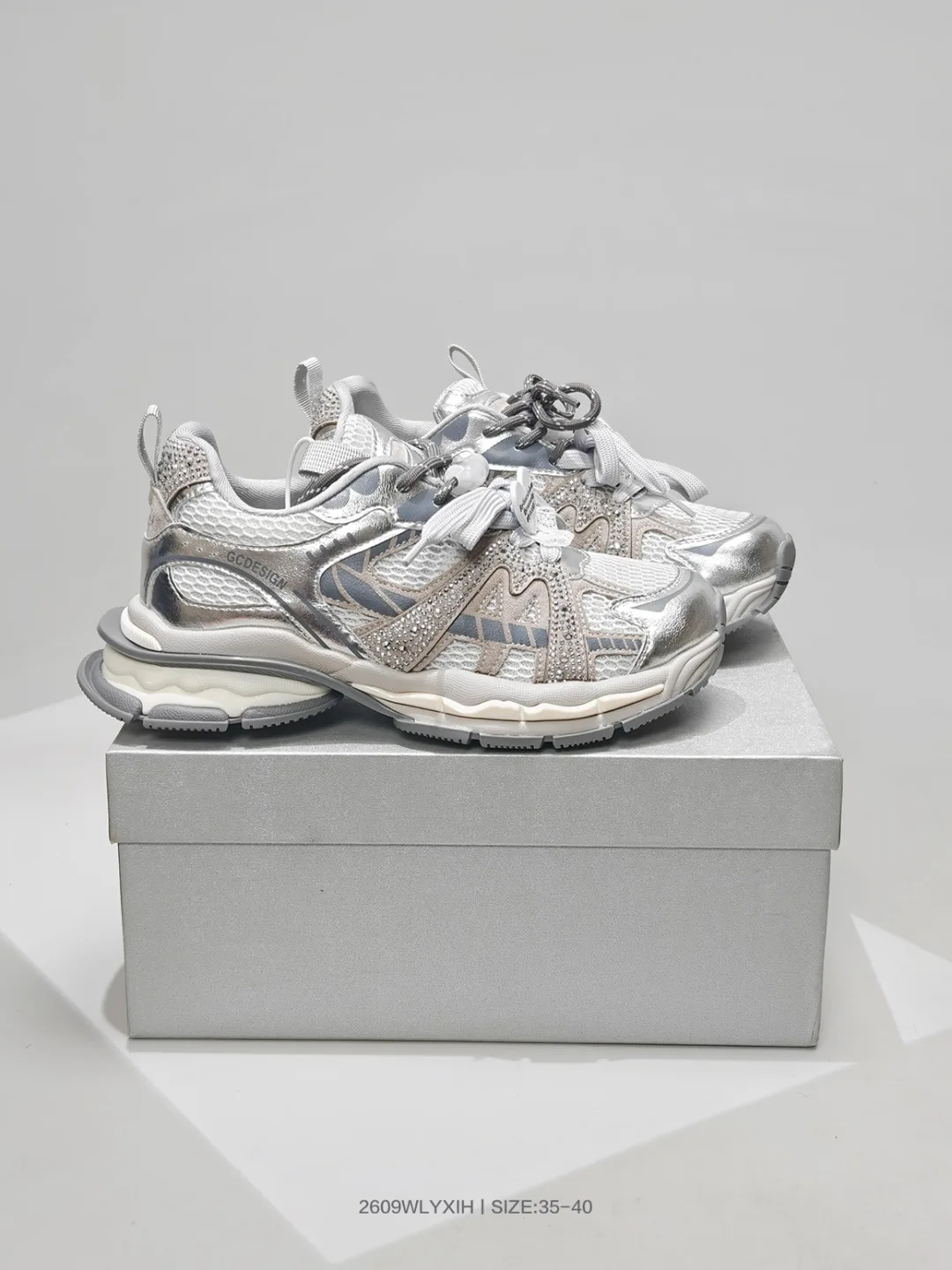 Balenciaga Glossy Bow Sneakers in Silver · view 5