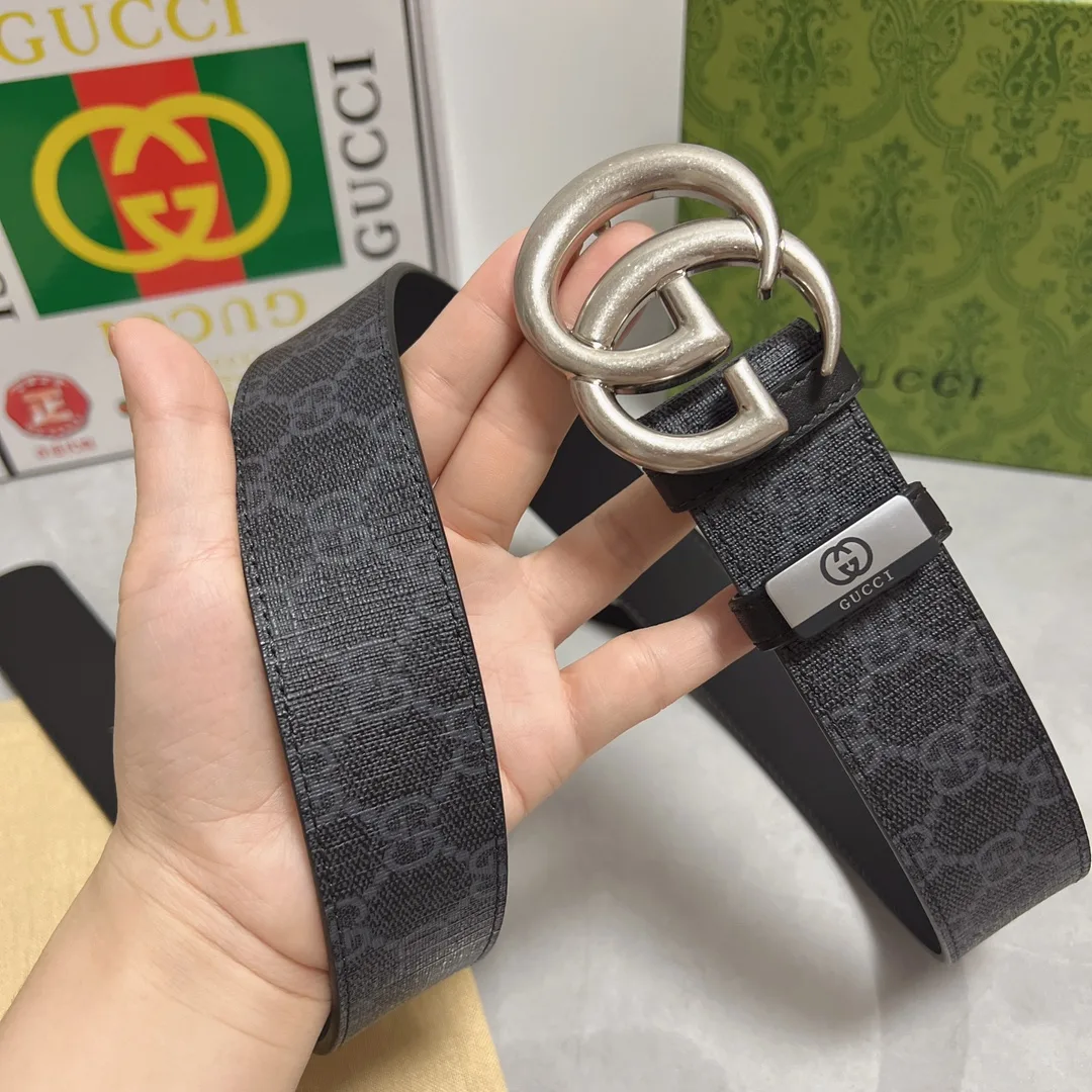Gucci Cowhide Glossy Belt in Grey · view 4