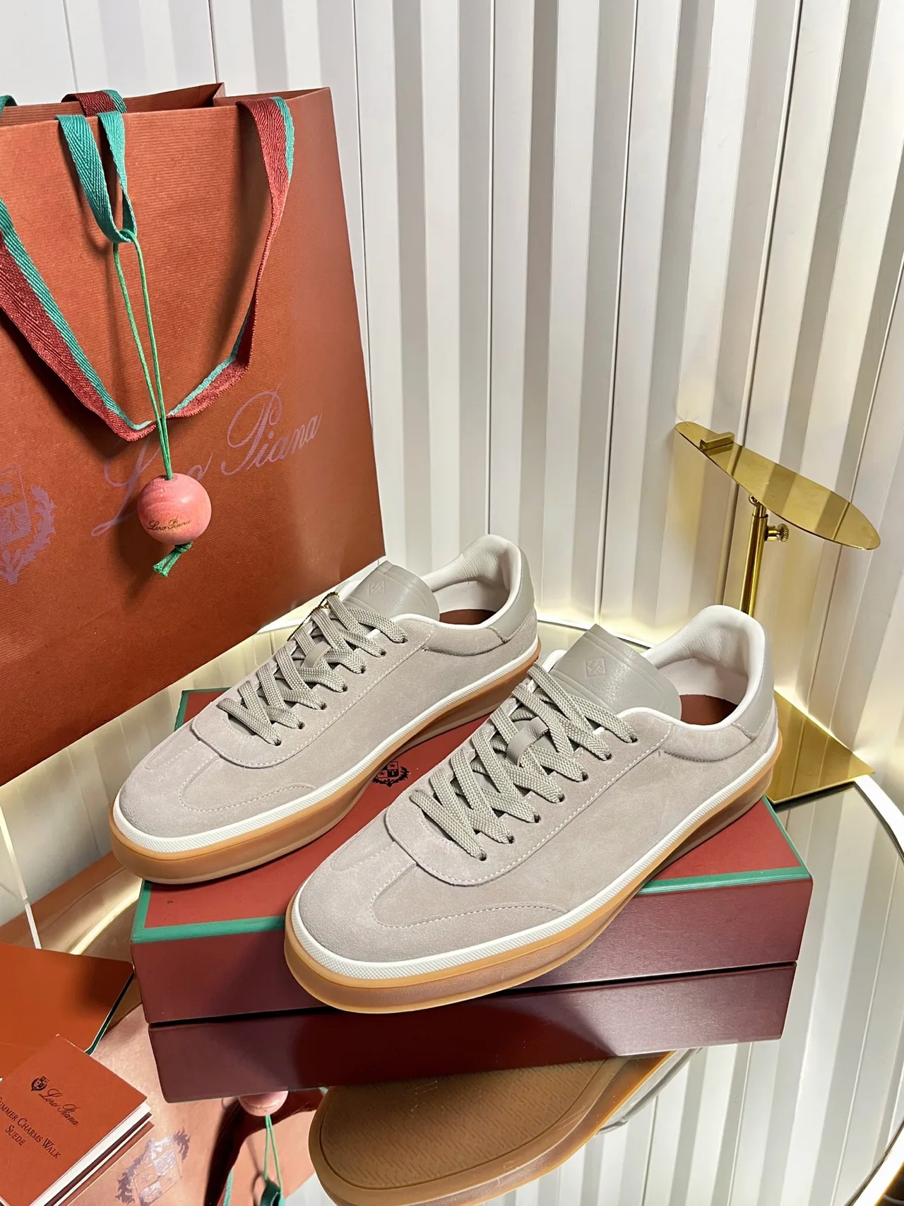 Loro Piana Cashmere Low-Top Sneakers in Grey · view 1