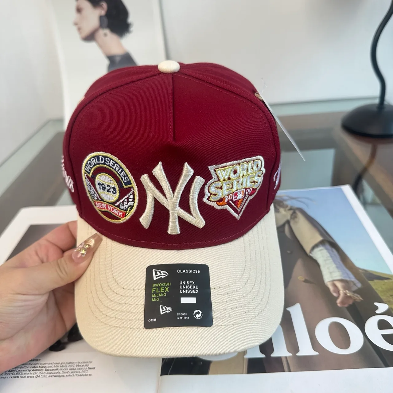 New Era Embroidered Baseball Cap in Burgundy · view 4