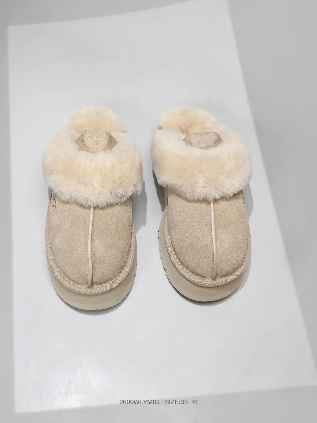 UGG Round-Toe Fur-Lined Mules in Beige · view 4