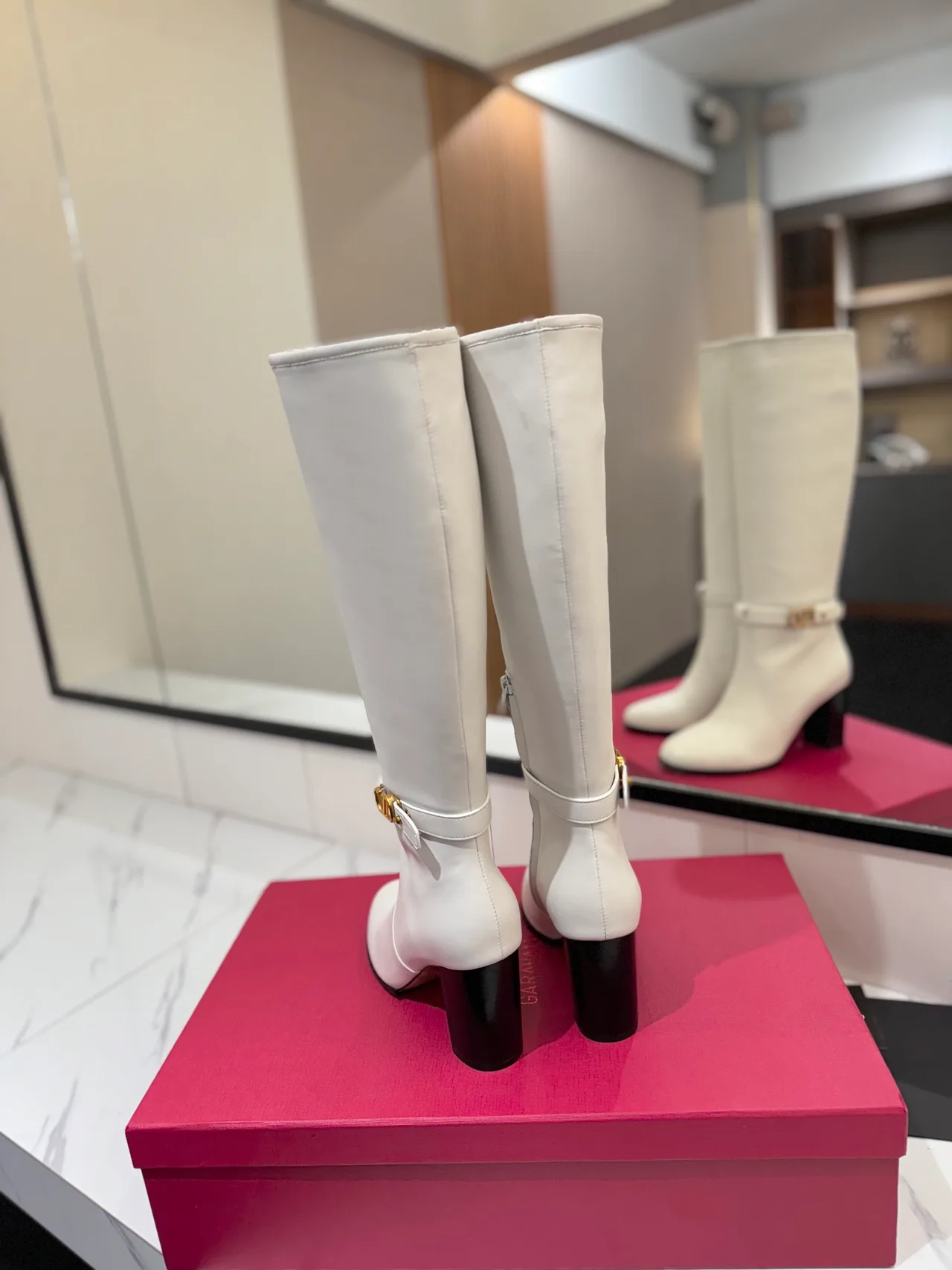 Valentino Calfskin Knee-High Boots in White · view 5