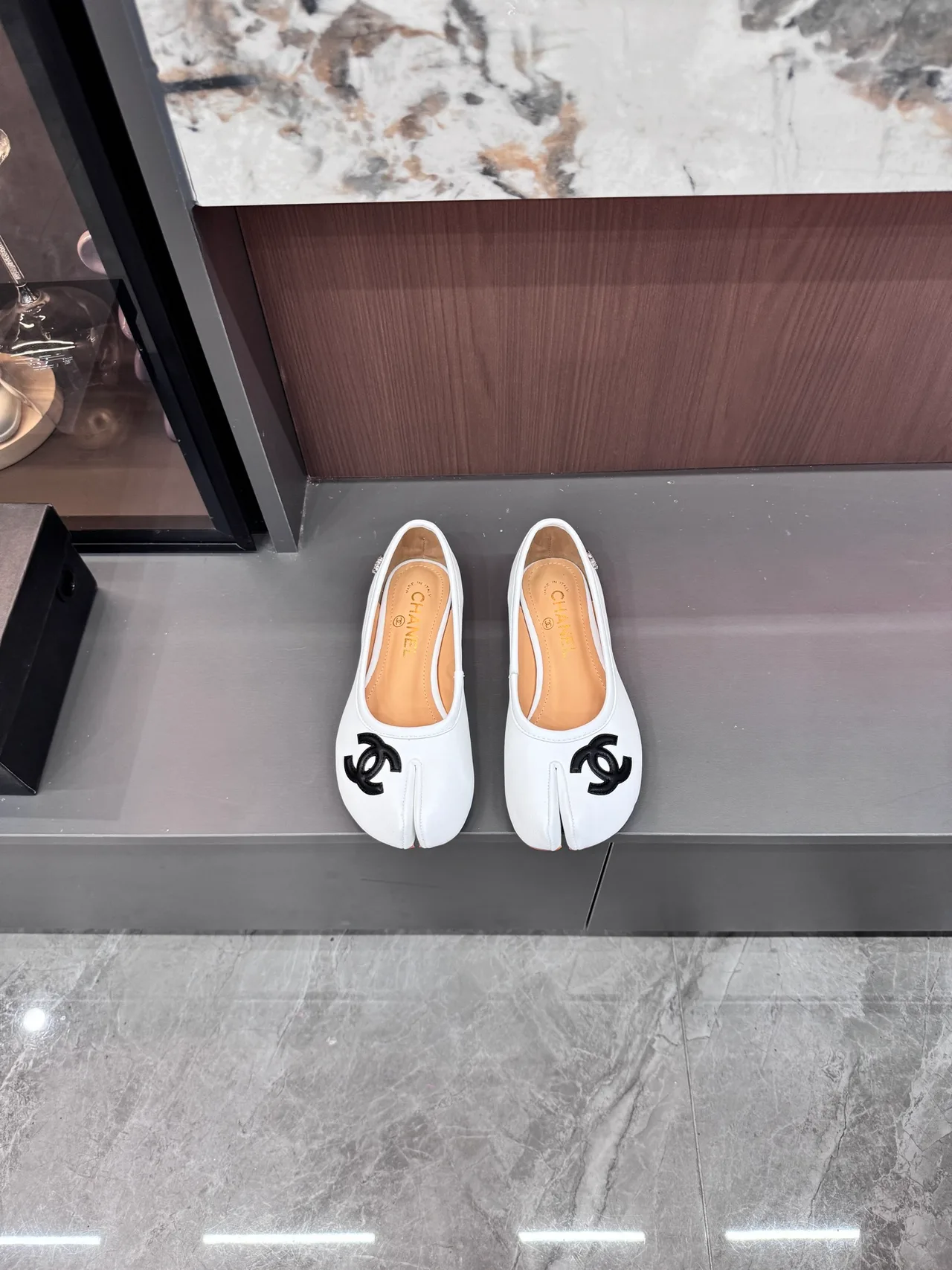 Chanel Glossy Ballet Flats in White · view 3