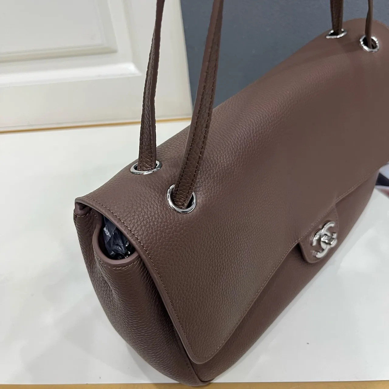Chanel Smooth Shoulder Bag in Brown · view 6