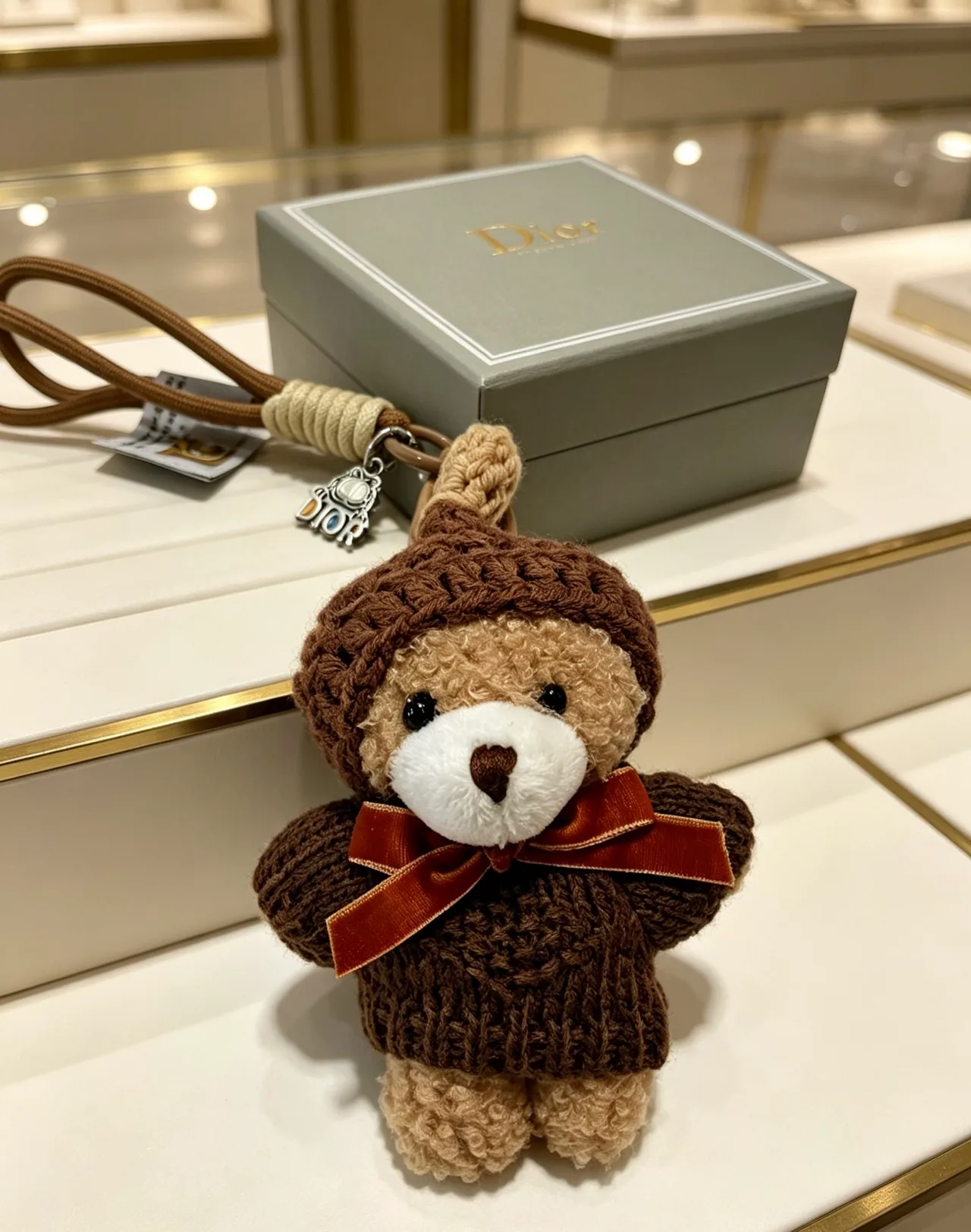 Dior Teddy Bear Bag Charm in Brown · view 6