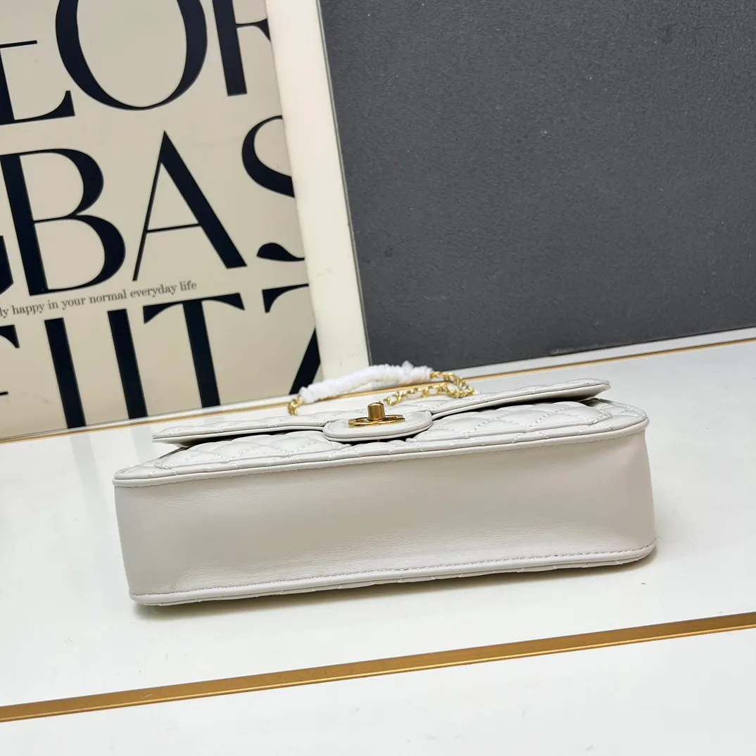 Chanel Quilted Clutch in White · view 6