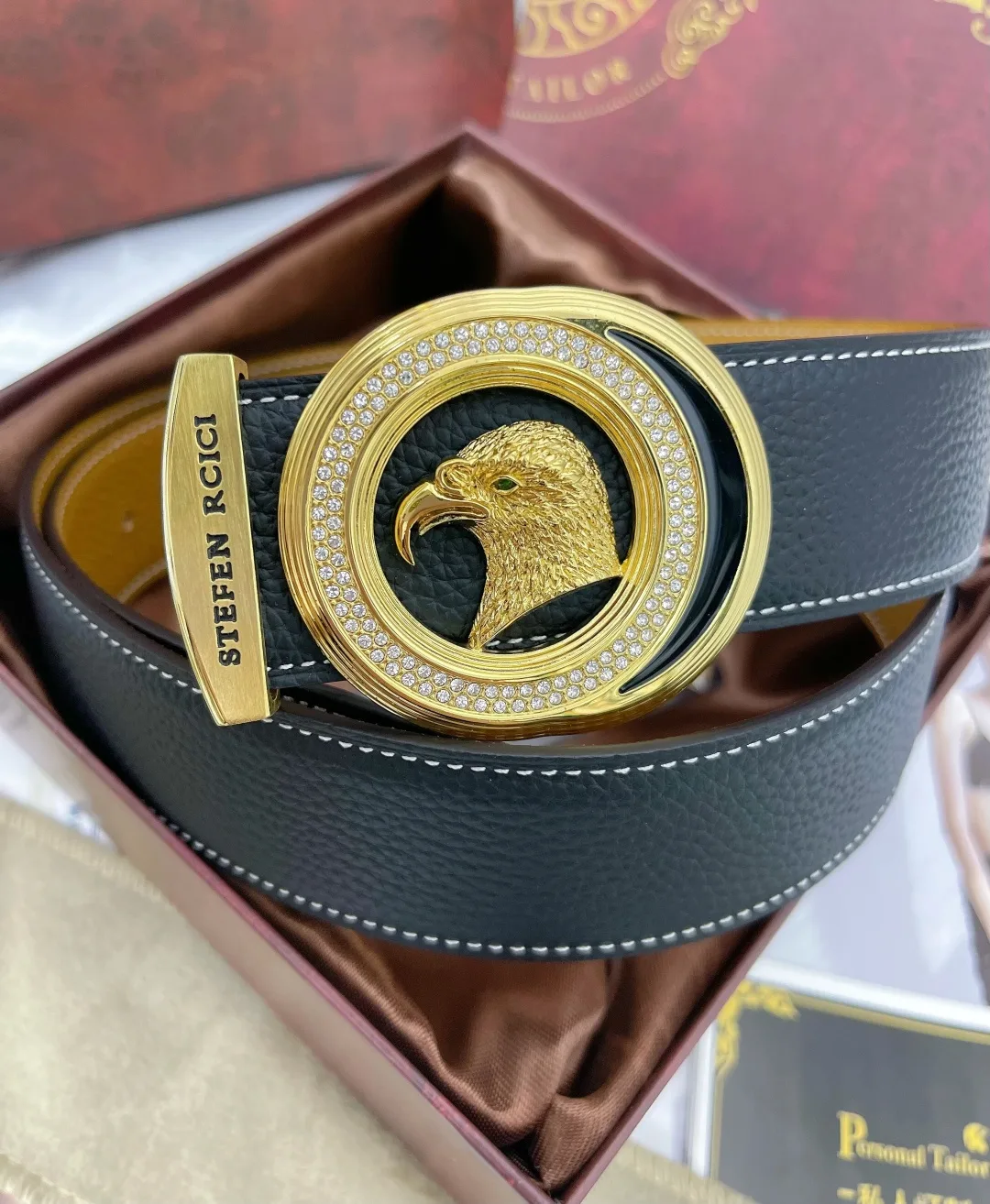 Stefen Rcici Eagle Buckle Belt in Black · view 1