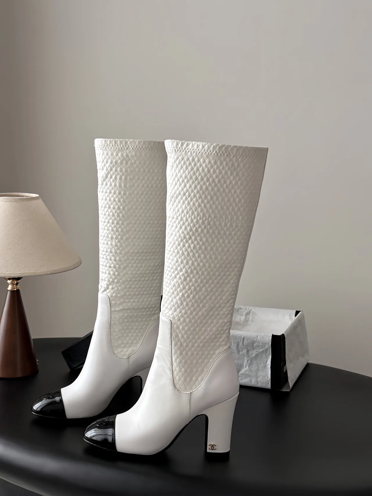Chanel Cowhide Boots in White · view 2