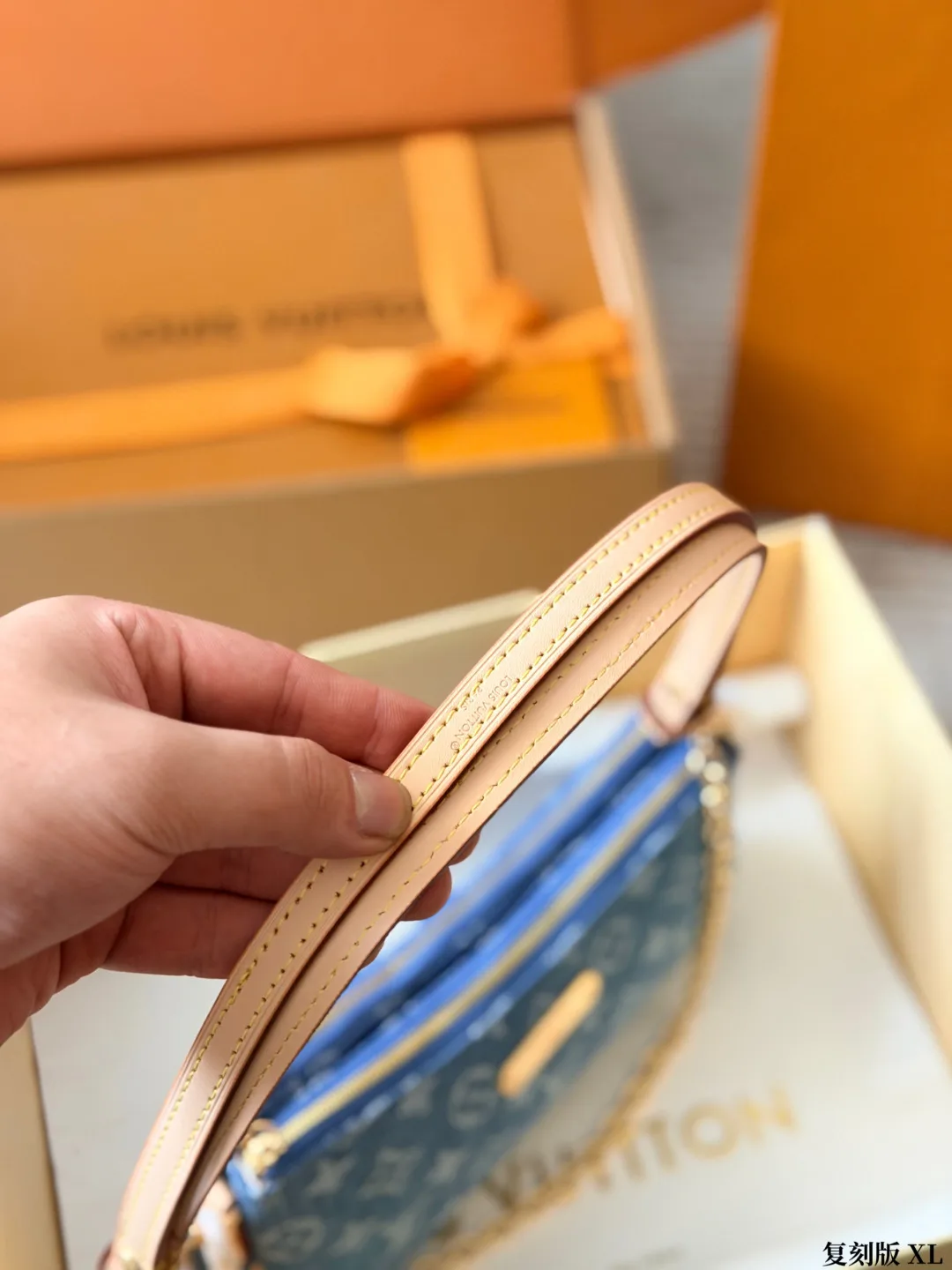 Louis Vuitton Cowhide Canvas Monogram Clutch in Blue · view 7