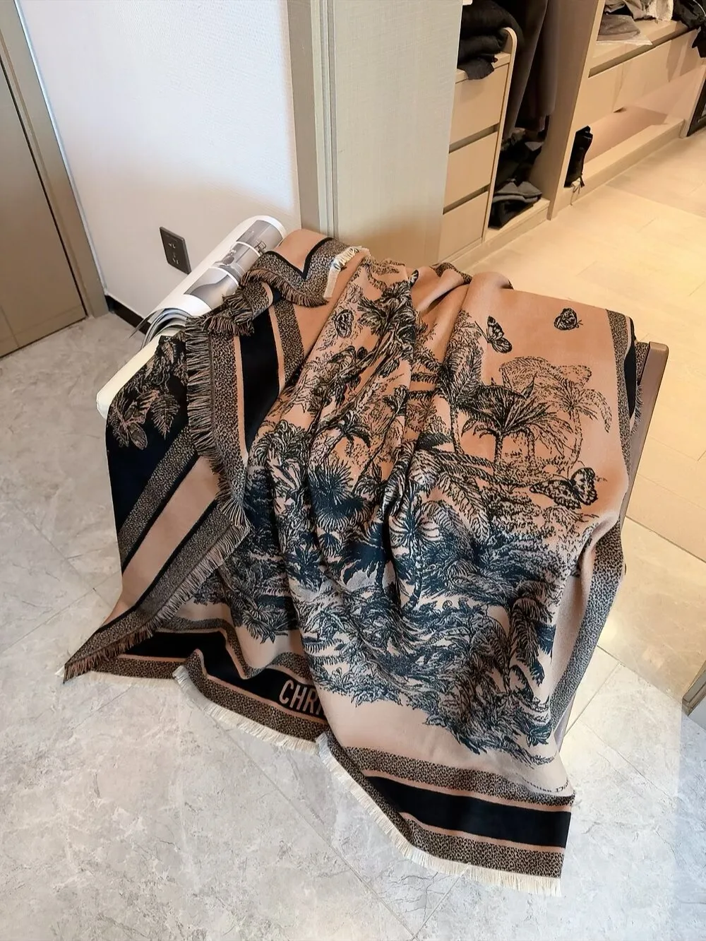 Dior Toile Square Scarf in Brown / White · view 1