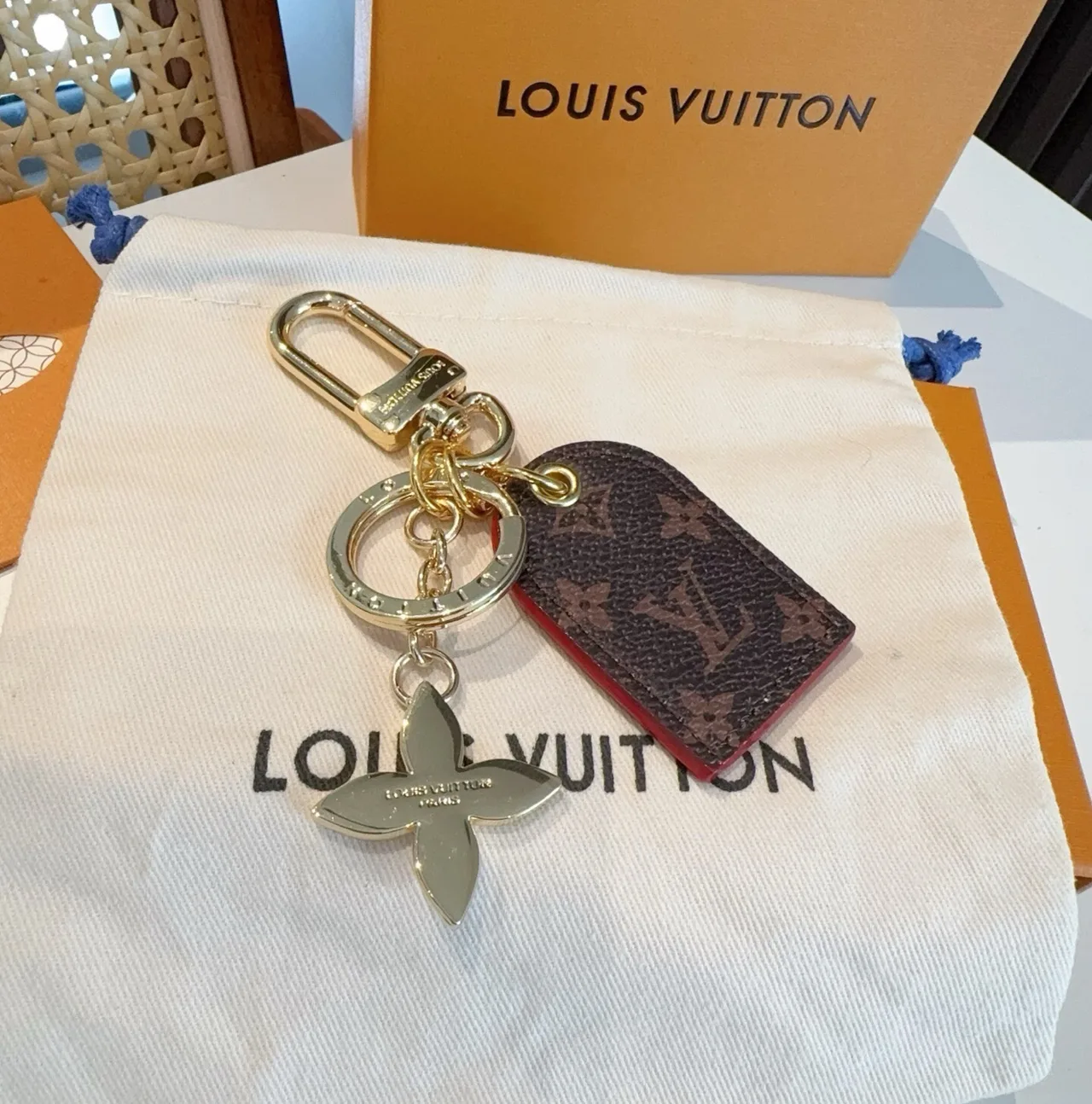 Louis Vuitton Tag and Flower Key Charm in Brown & Pink & Grey · view 4