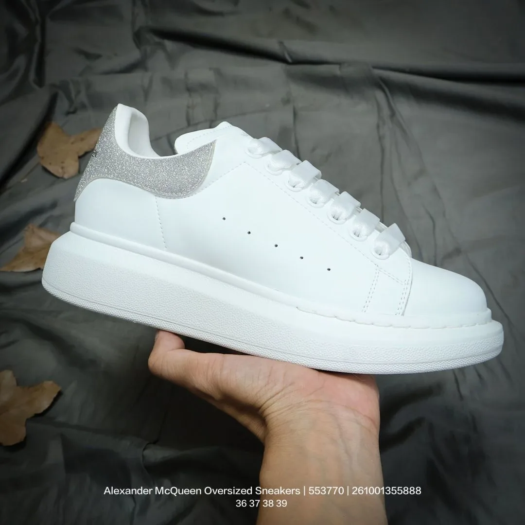 Alexander McQueen Lambskin Glossy Sneakers in White · view 1