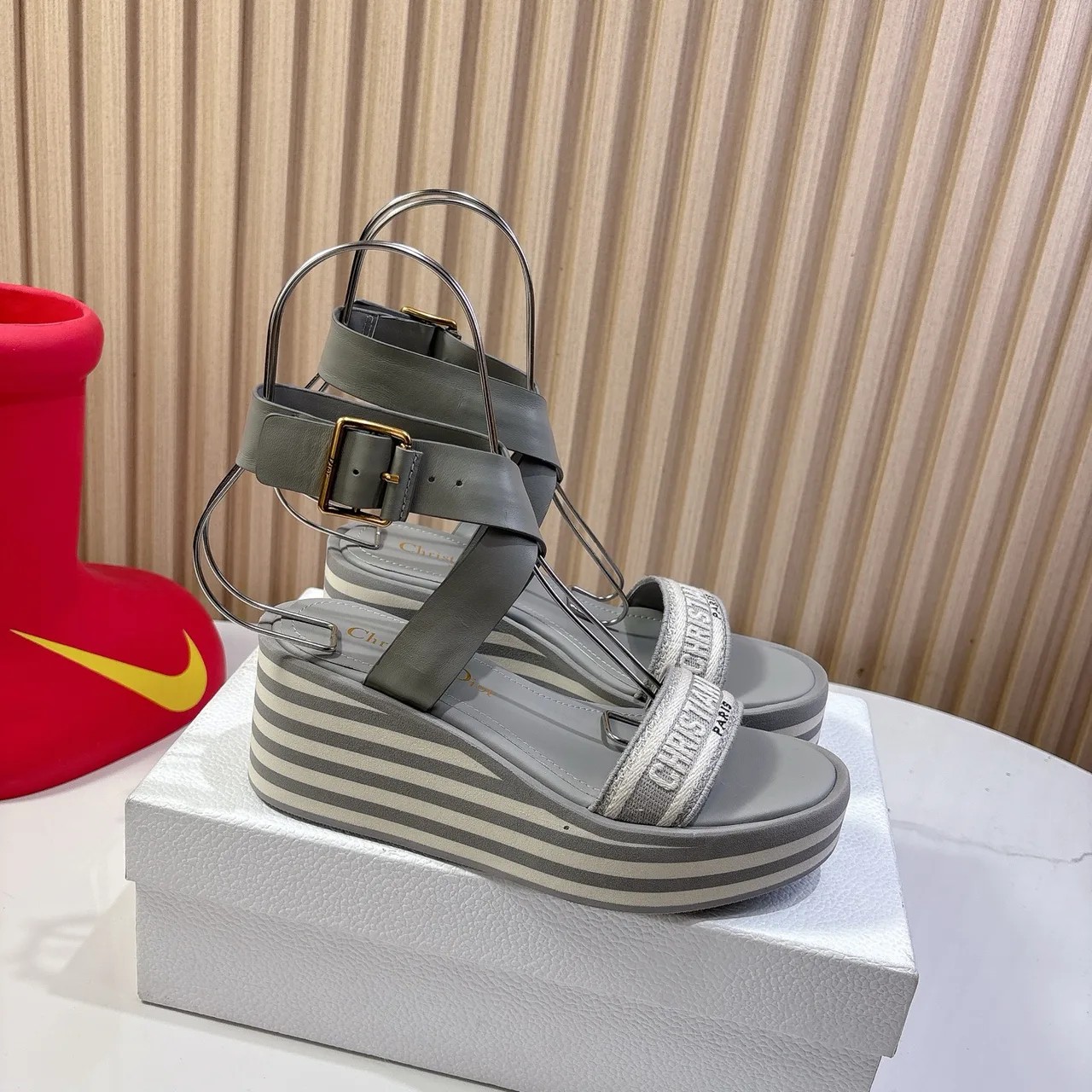 Dior Wedge Sandals in Grey / Black · view 1