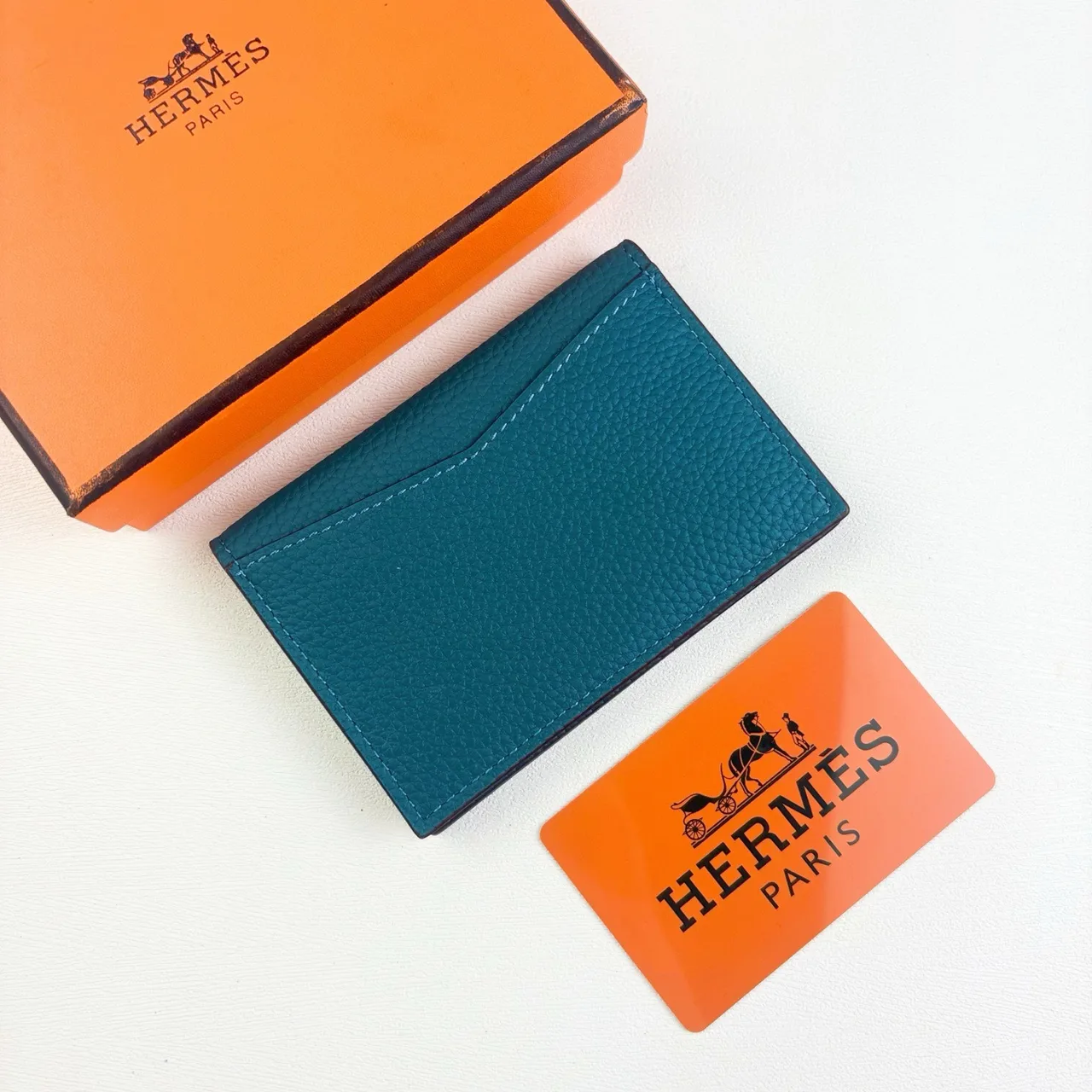 Hermes Cardholder in Blue & Pink · view 3