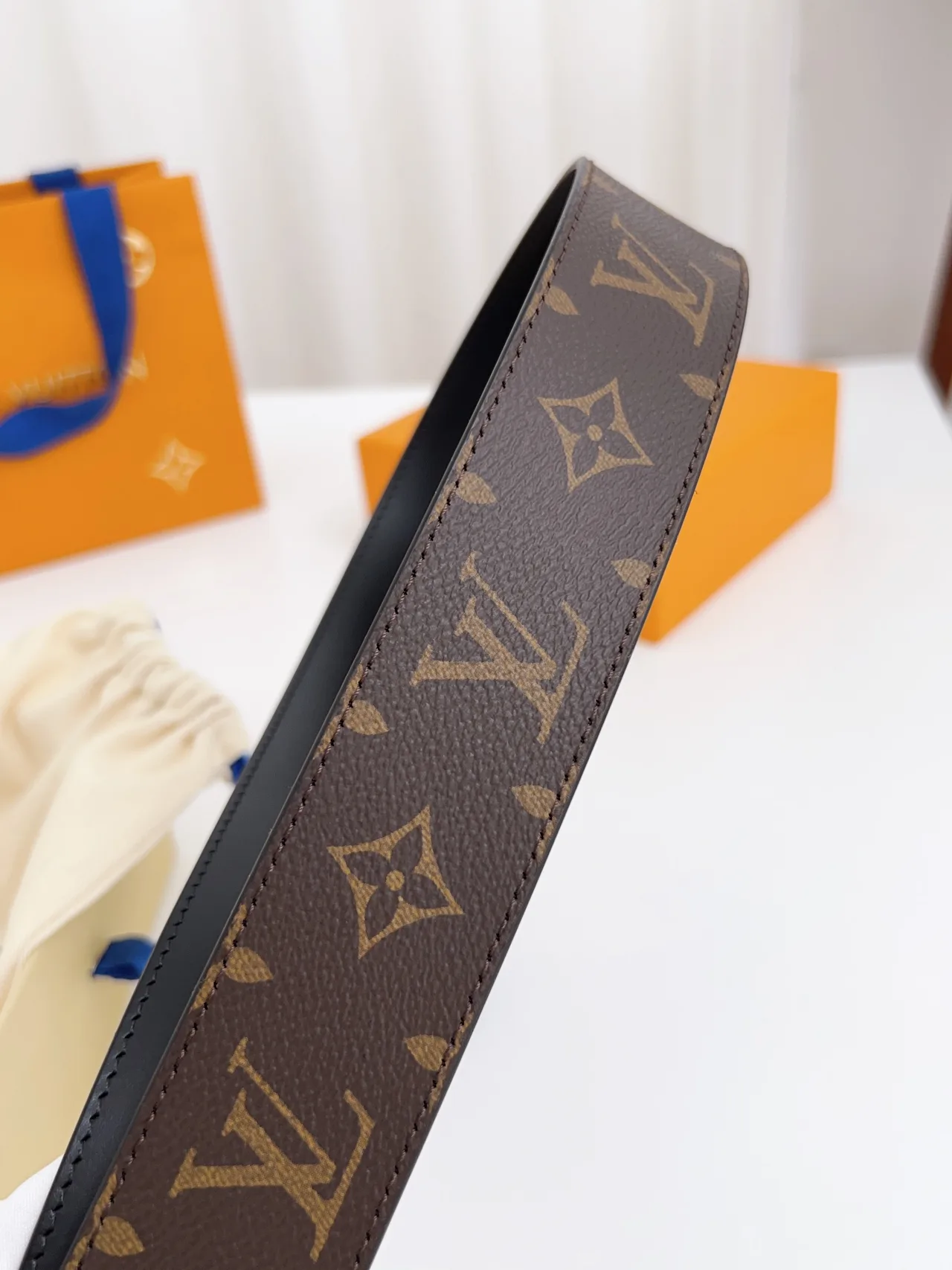 Louis Vuitton Calfskin Smooth Monogram LV Belt in Brown · view 8