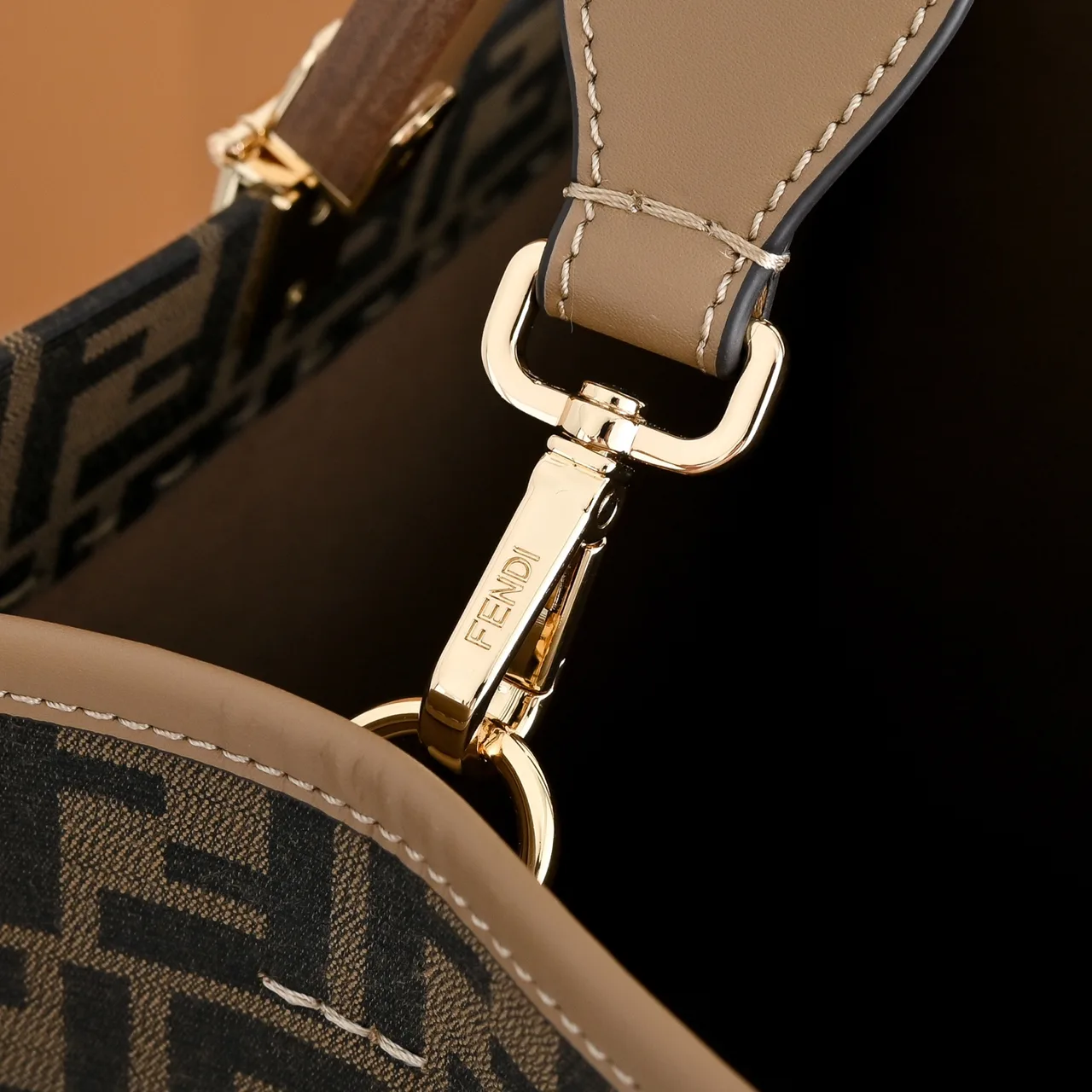 Fendi FF Monogram Logo-Letter Top-Handle Tote in Brown · view 4