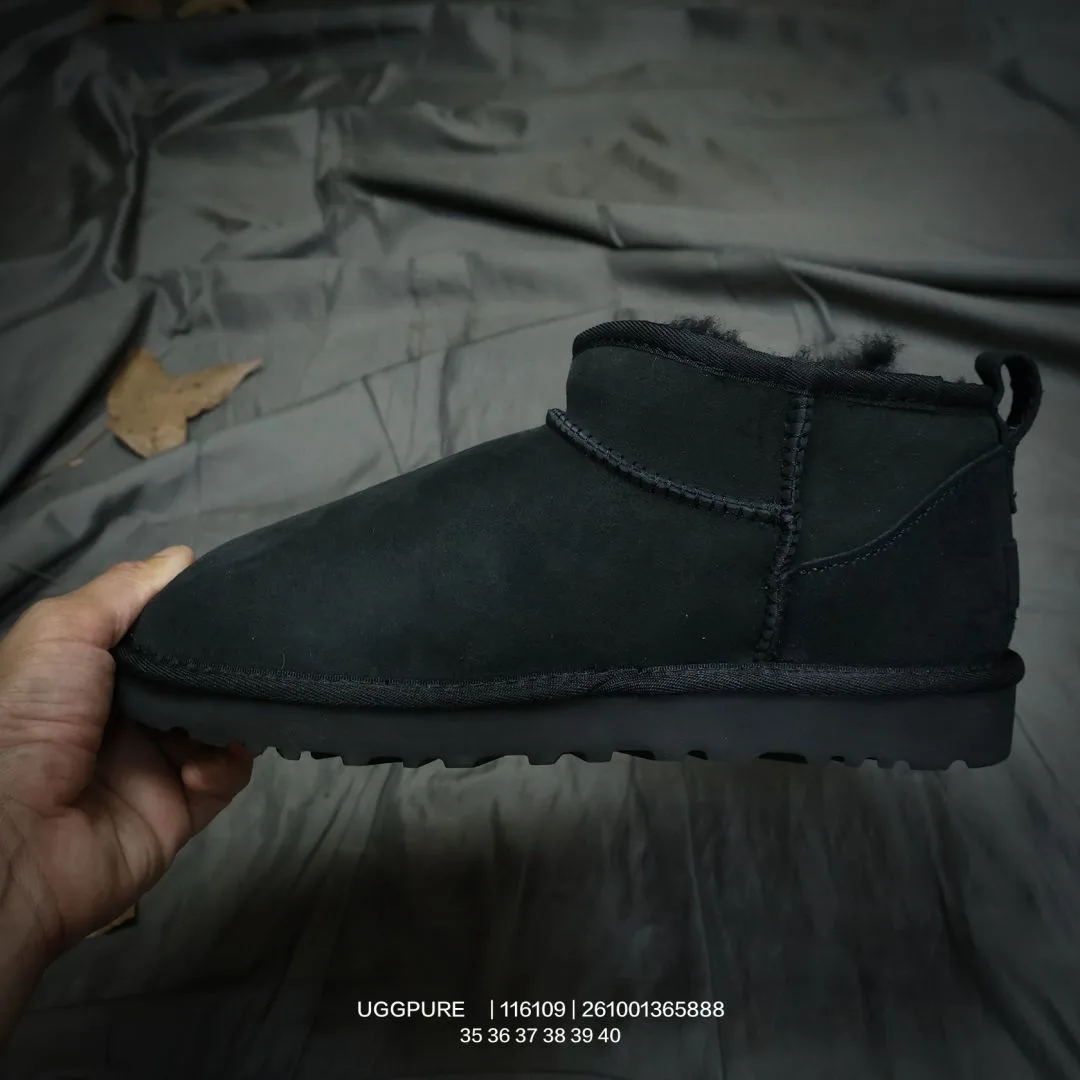 UGG Wool Suede-Look Round-Toe Ankle Boots in Black · view 4