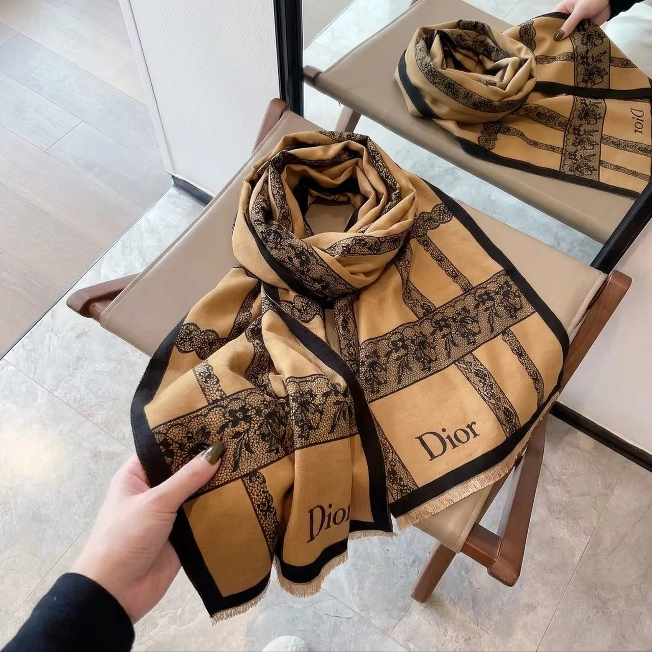 Dior Scarf in Tan · view 8