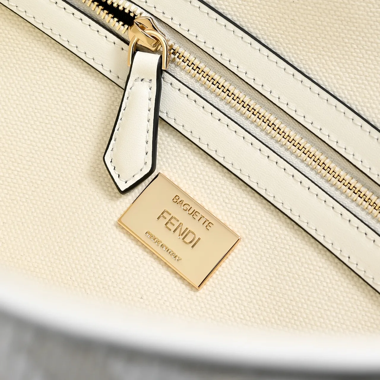 Fendi Canvas FF Monogram Baguette Bag in White · view 6