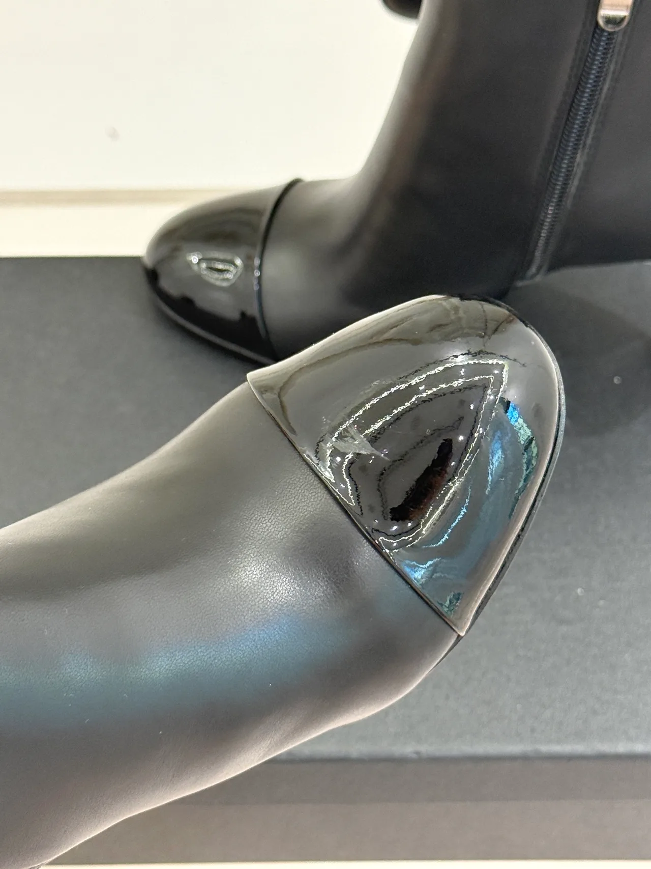 Chanel Lambskin Glossy Ankle Boots in Black · view 7
