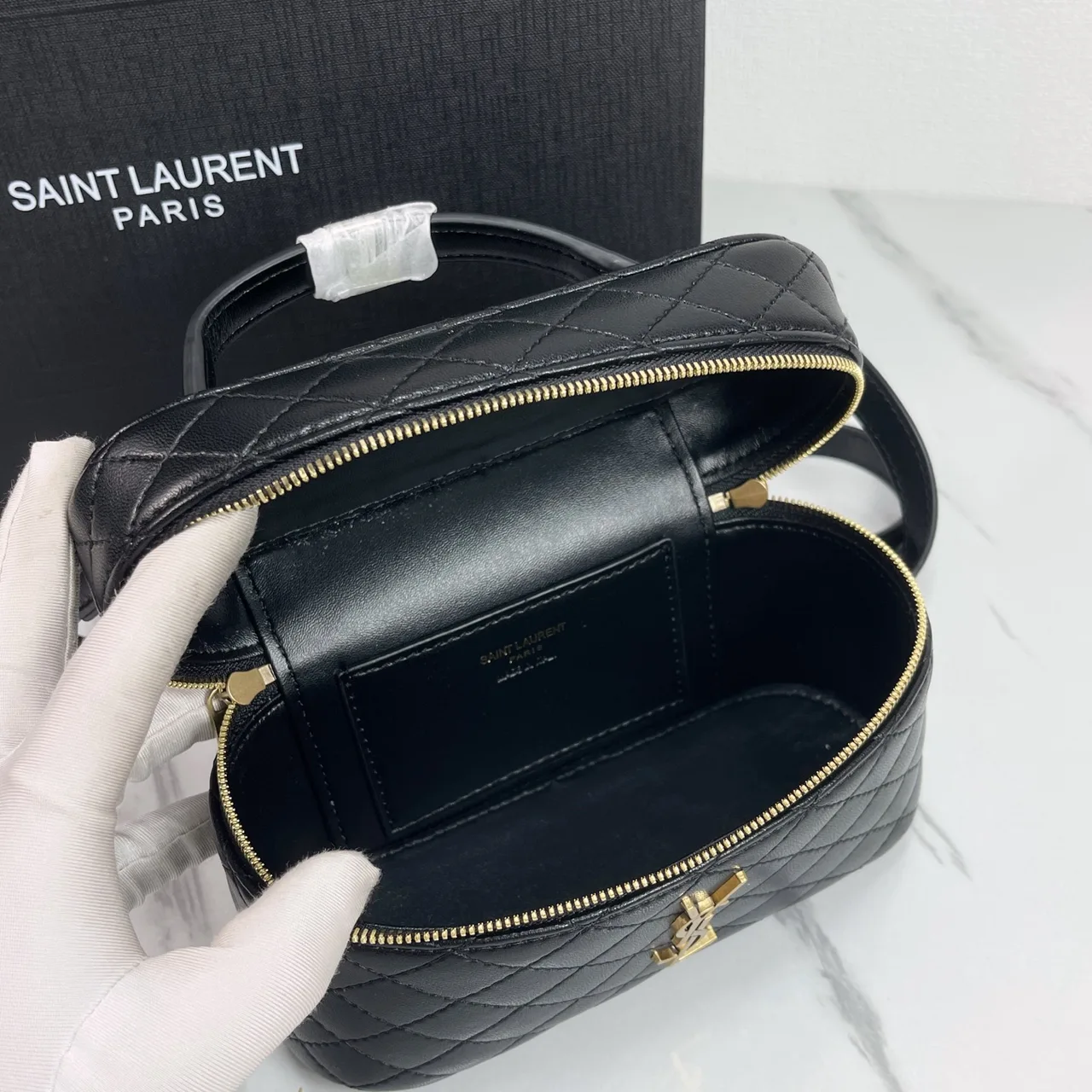 Saint Laurent Quilted Clutch in Black · view 6