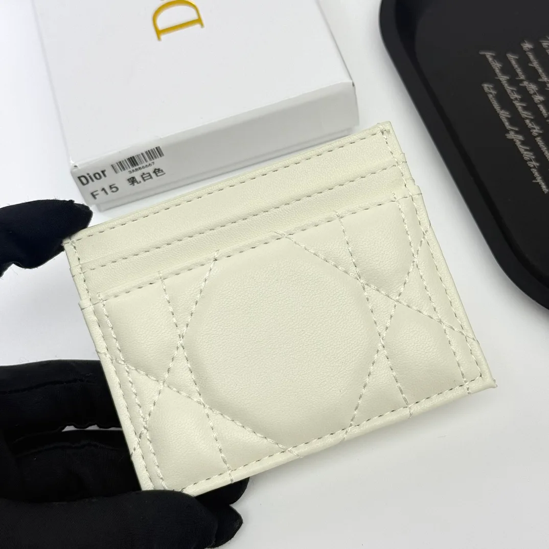 Dior Calfskin Quilted CD Cardholder in White · view 4