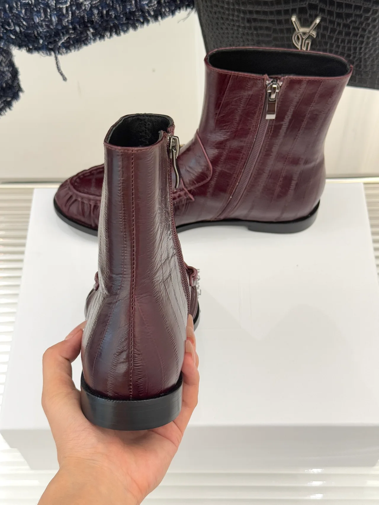 Saint Laurent Ankle Boots in Burgundy · view 8