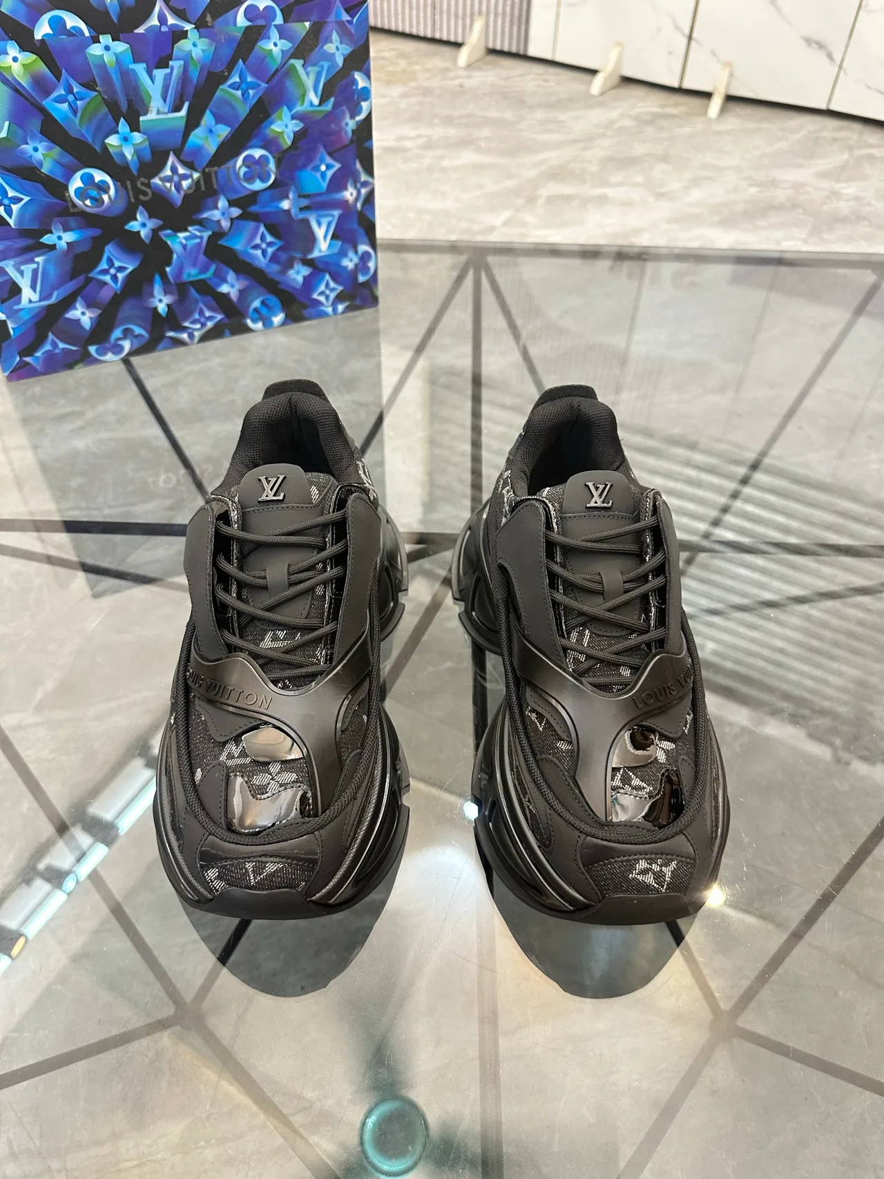 Louis Vuitton Cowhide Sneakers in Black · view 1