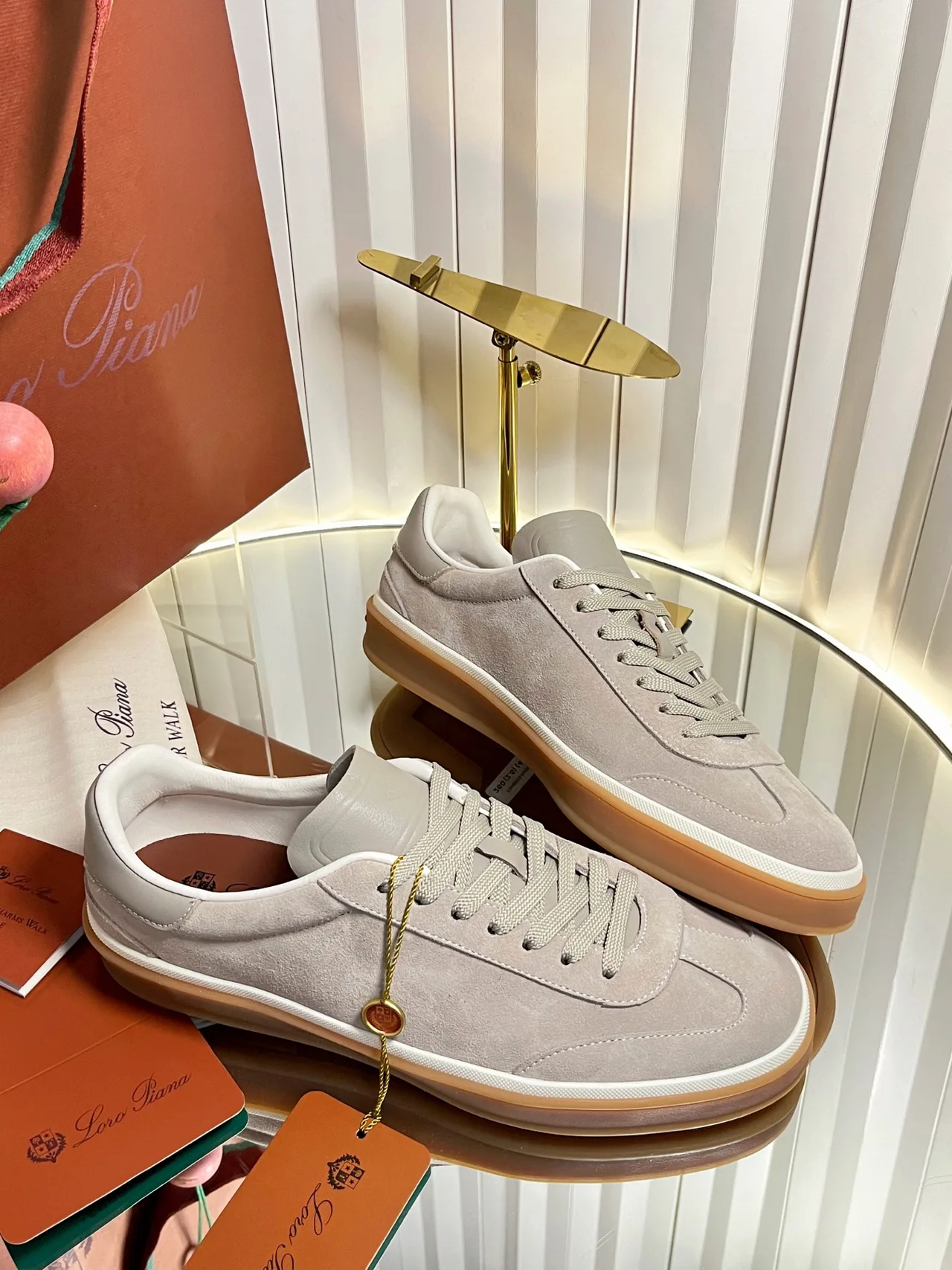 Loro Piana Cashmere Low-Top Sneakers in Grey · view 6
