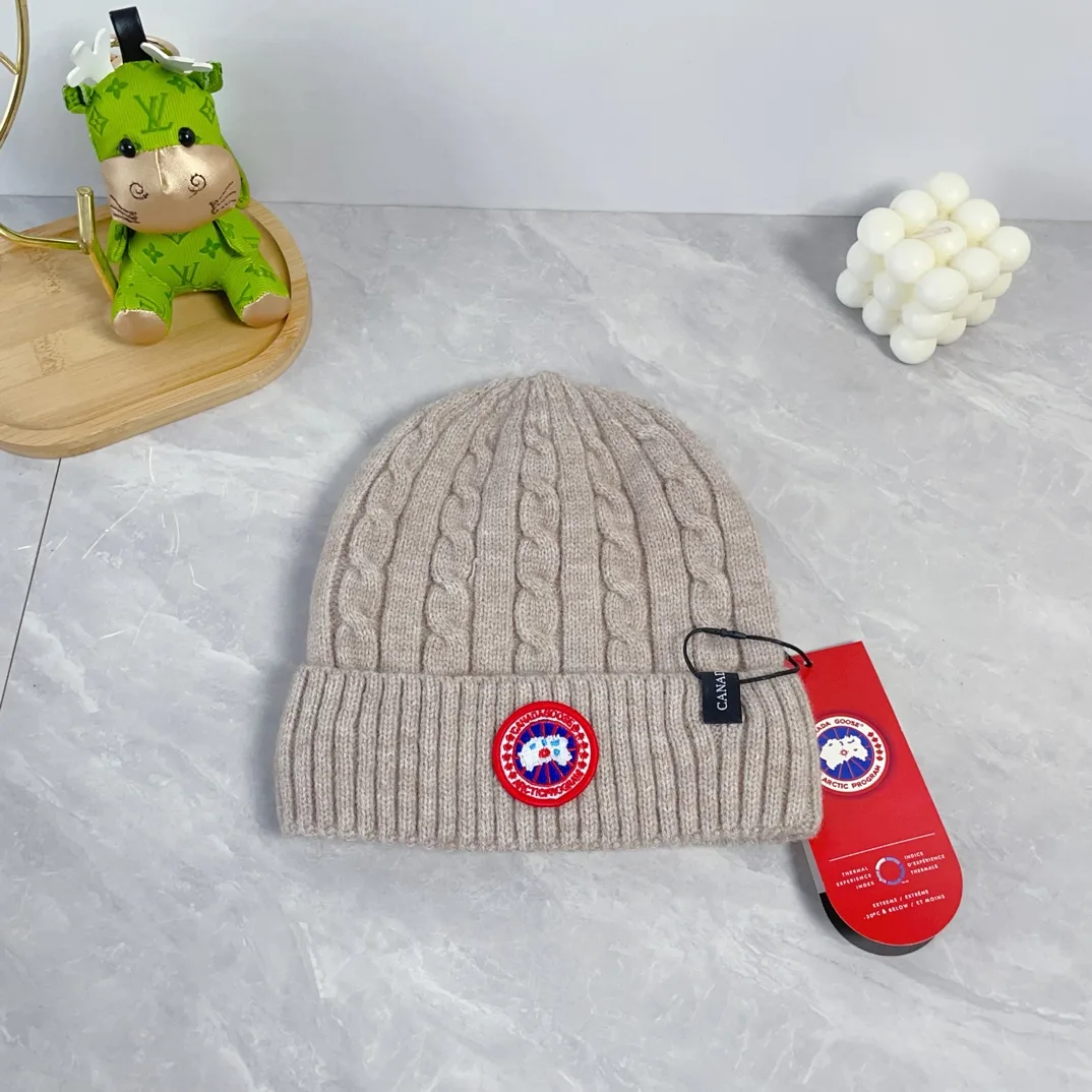 Canada Goose Wool Ribbed Hat Scarf and Gloves Set in Beige · view 7
