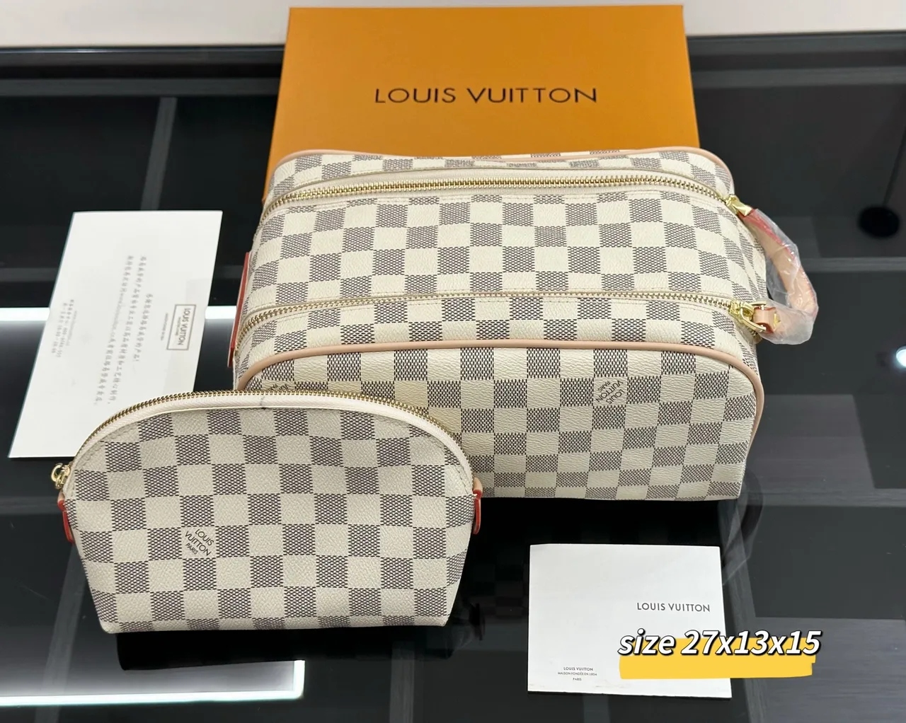 Louis Vuitton Double-Zip Bag in Brown & Grey & White · view 5