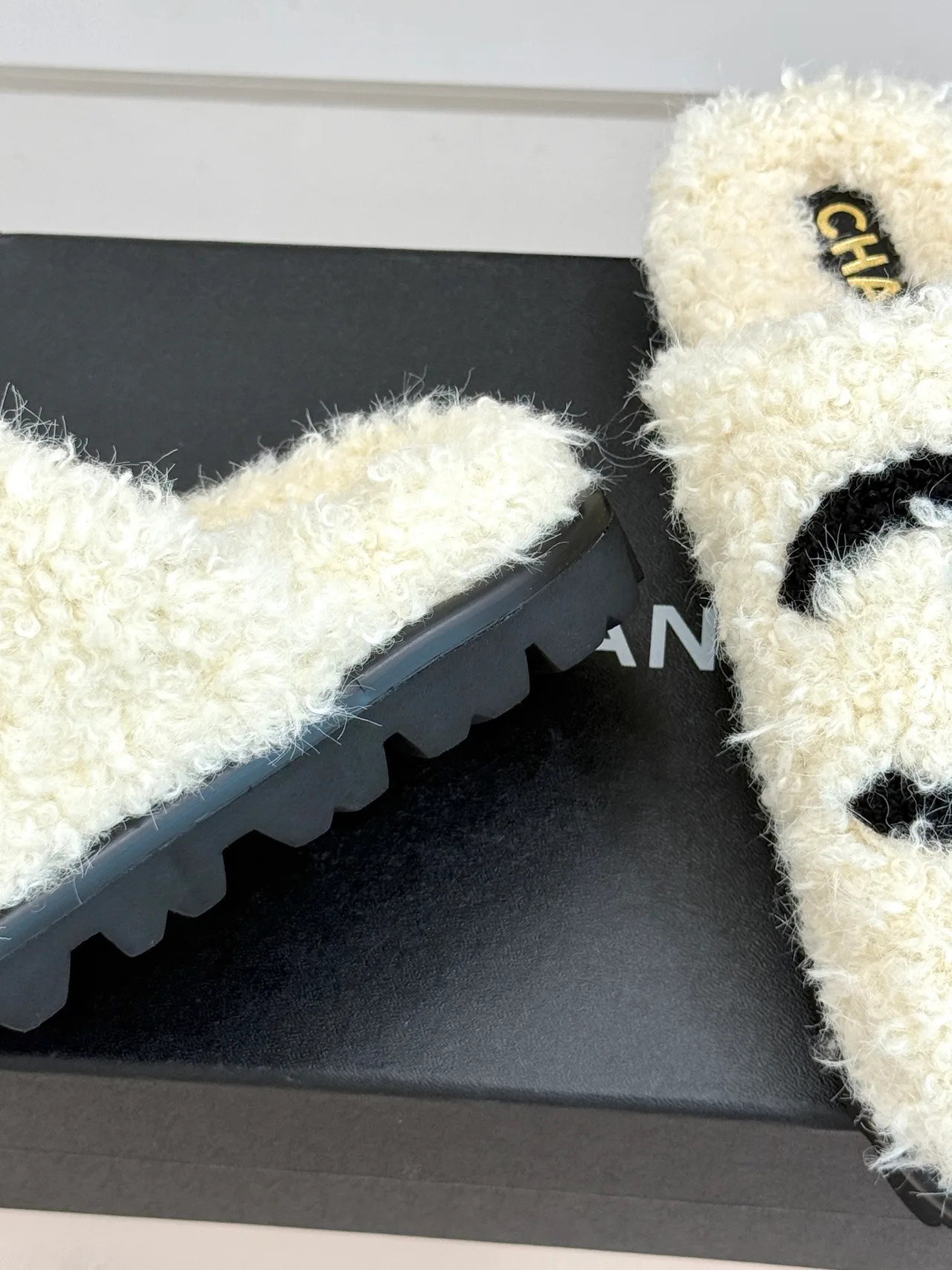 Chanel Denim Slippers in White · view 6